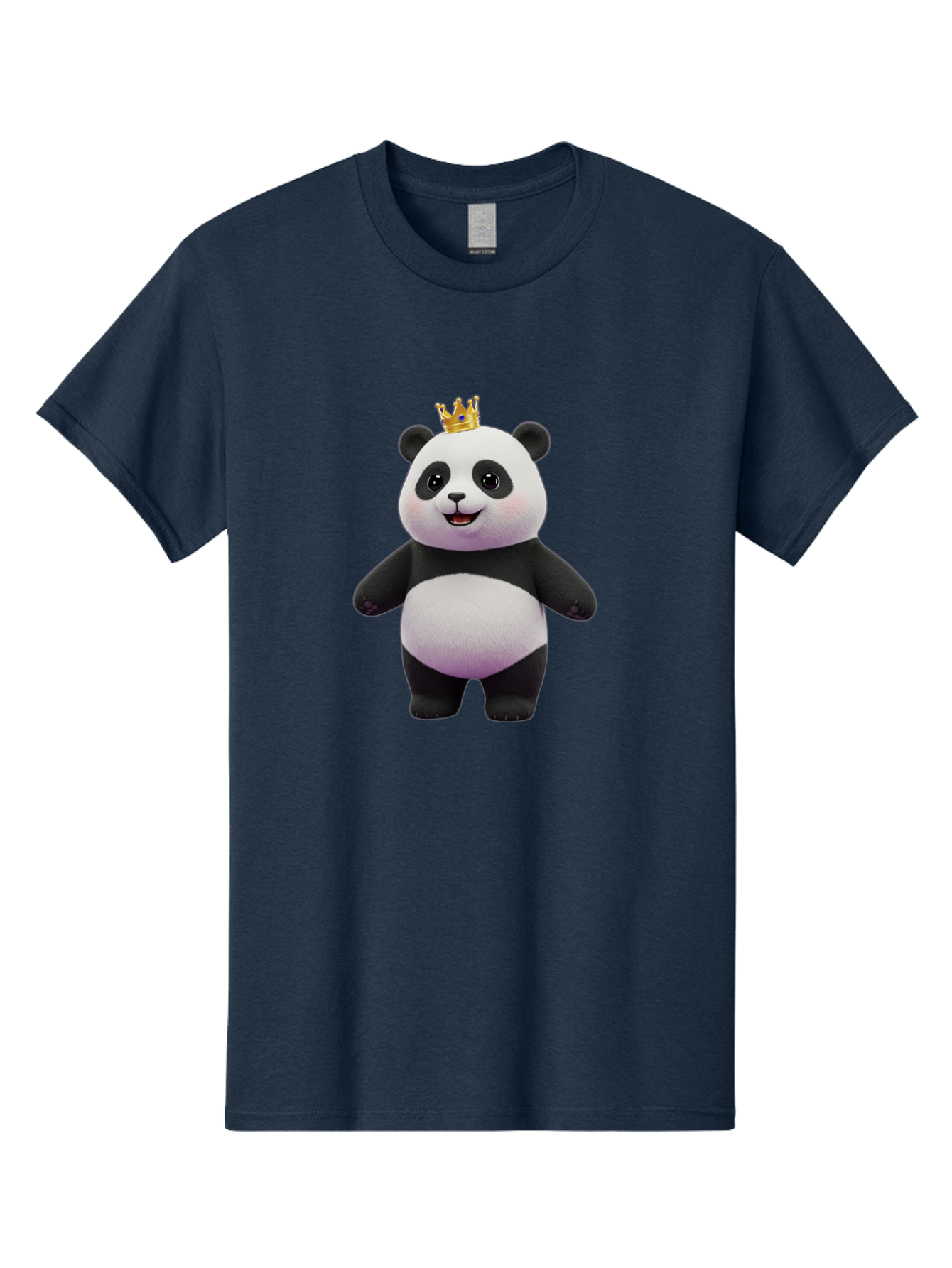 Panda-With-Crown-5 Men'S Graphic Tee, 100% Cotton, Comfortable Casual Summer Wear, Machine Washable, Cartoon Panda Bear, Cute Animal Character, Black And White Panda, Gold Crown, Regal Animal, Funny Cartoon, Adorable Creature, Bae612