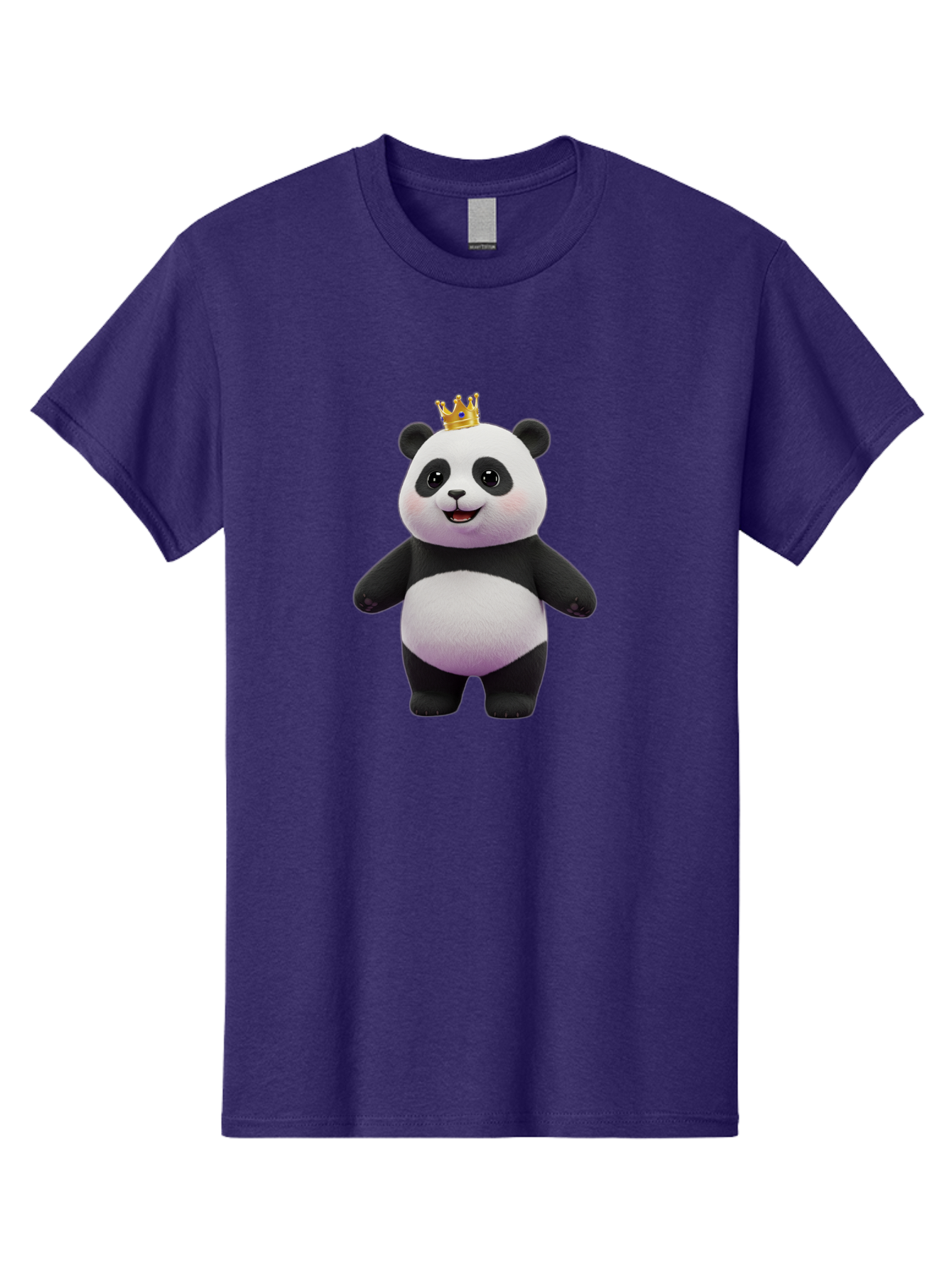Panda-With-Crown-5 Men'S Graphic Tee, 100% Cotton, Comfortable Casual Summer Wear, Machine Washable, Cartoon Panda Bear, Cute Animal Character, Black And White Panda, Gold Crown, Regal Animal, Funny Cartoon, Adorable Creature, Bae612