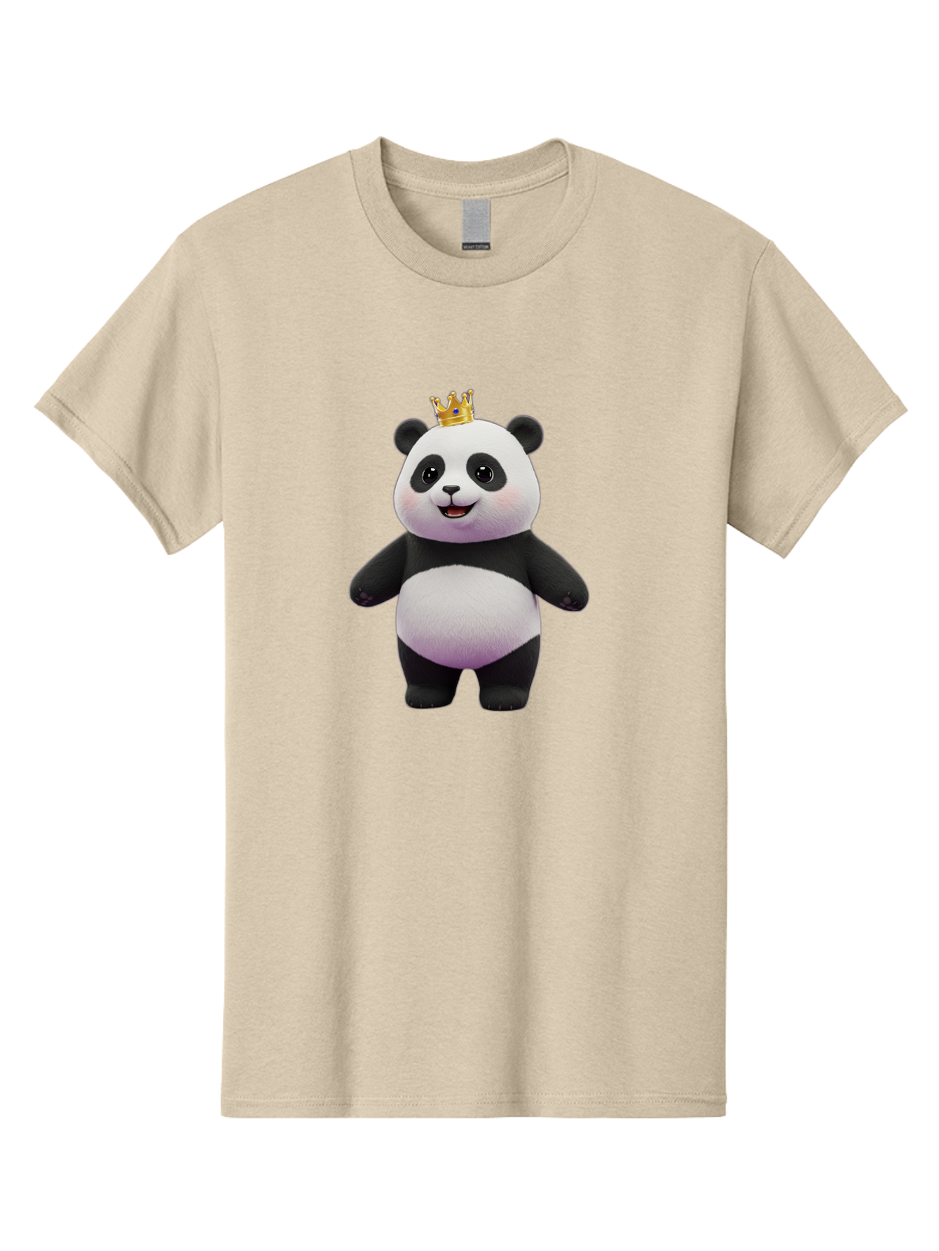 Panda-With-Crown-5 Men'S Graphic Tee, 100% Cotton, Comfortable Casual Summer Wear, Machine Washable, Cartoon Panda Bear, Cute Animal Character, Black And White Panda, Gold Crown, Regal Animal, Funny Cartoon, Adorable Creature, Bae612