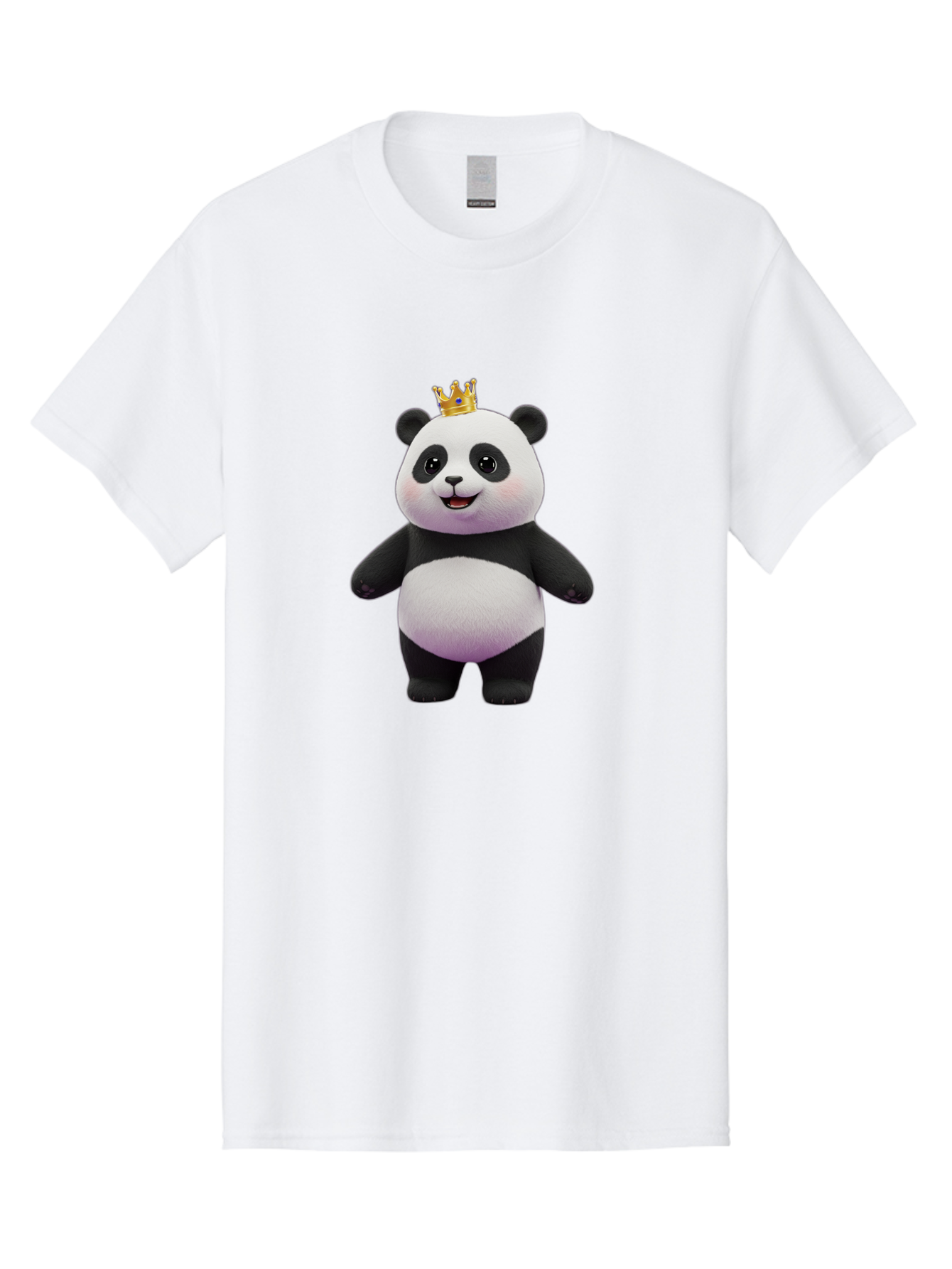 Panda-With-Crown-5 Men'S Graphic Tee, 100% Cotton, Comfortable Casual Summer Wear, Machine Washable, Cartoon Panda Bear, Cute Animal Character, Black And White Panda, Gold Crown, Regal Animal, Funny Cartoon, Adorable Creature, Bae612
