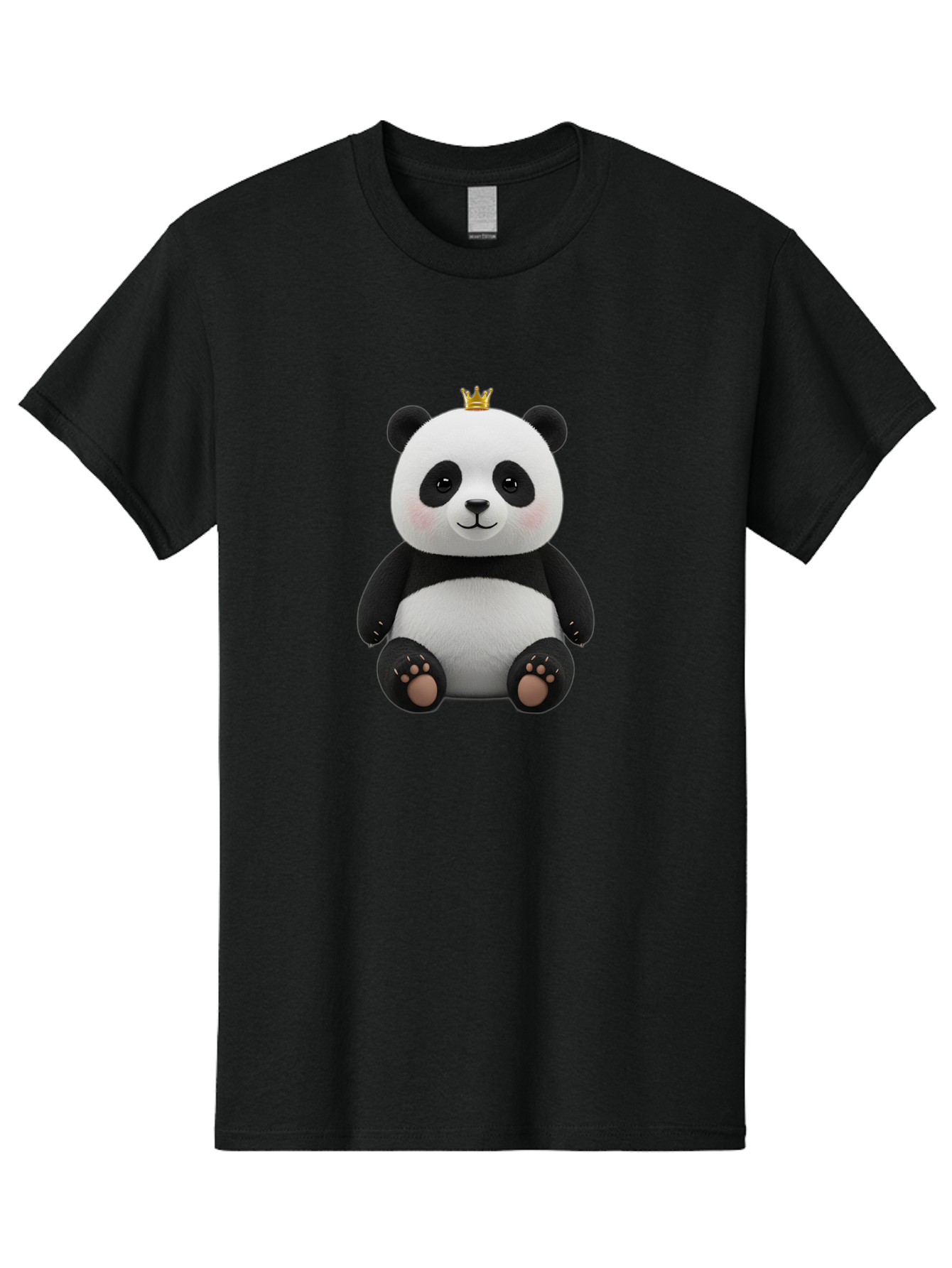 Panda-With-Crown-6 Men'S Graphic Tee, 100% Cotton, Comfortable Casual Summer Wear, Machine Washable, Cute Panda Bear, Cartoon Panda, Panda With Crown, Royal Panda, Adorable Animal, Stuffed Panda, Kawaii Panda, Plush Toy, Fluffy Panda, Bae613