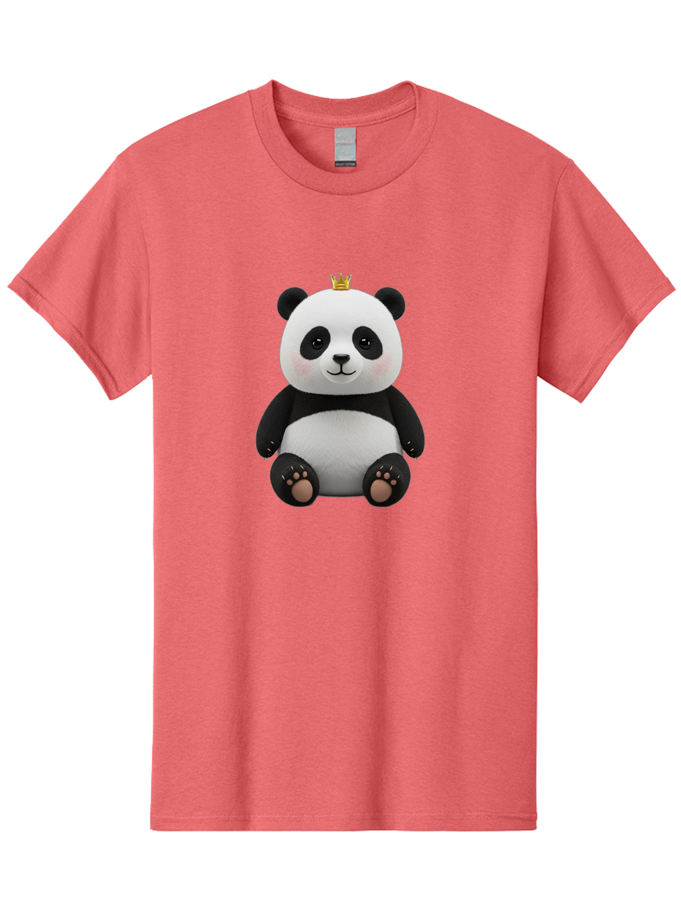 Panda-With-Crown-6 Men'S Graphic Tee, 100% Cotton, Comfortable Casual Summer Wear, Machine Washable, Cute Panda Bear, Cartoon Panda, Panda With Crown, Royal Panda, Adorable Animal, Stuffed Panda, Kawaii Panda, Plush Toy, Fluffy Panda, Bae613