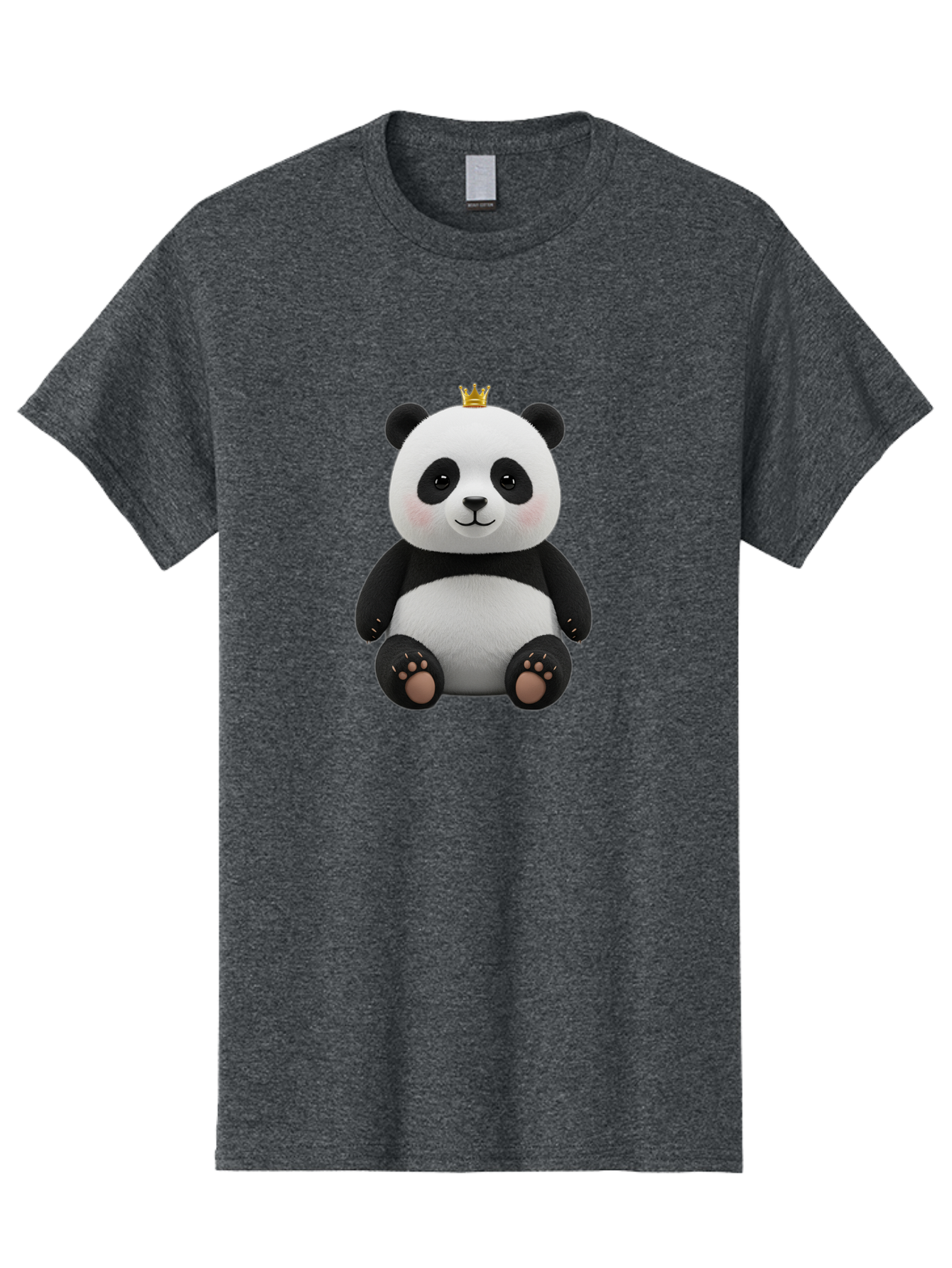 Panda-With-Crown-6 Men'S Graphic Tee, 100% Cotton, Comfortable Casual Summer Wear, Machine Washable, Cute Panda Bear, Cartoon Panda, Panda With Crown, Royal Panda, Adorable Animal, Stuffed Panda, Kawaii Panda, Plush Toy, Fluffy Panda, Bae613