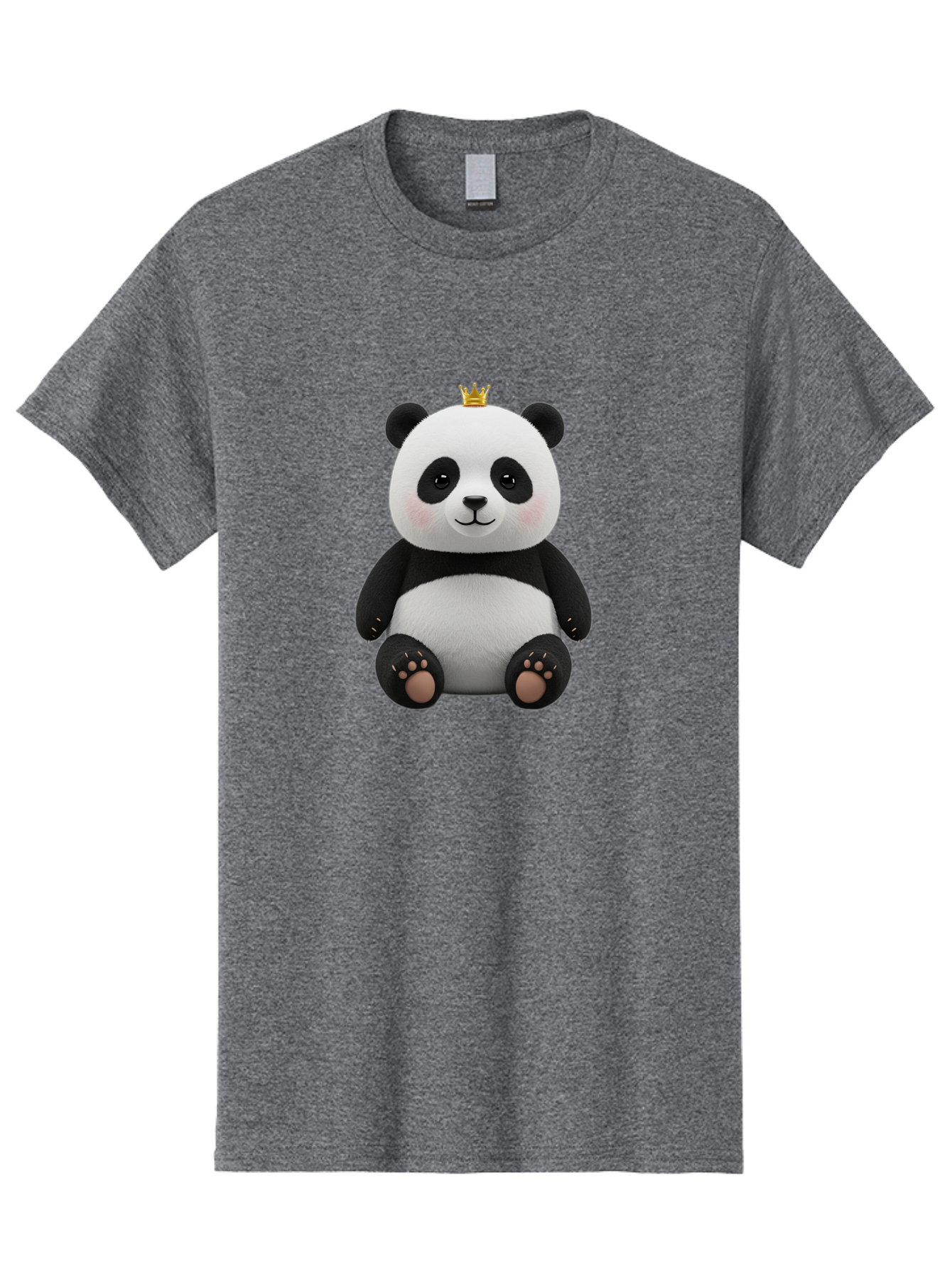 Panda-With-Crown-6 Men'S Graphic Tee, 100% Cotton, Comfortable Casual Summer Wear, Machine Washable, Cute Panda Bear, Cartoon Panda, Panda With Crown, Royal Panda, Adorable Animal, Stuffed Panda, Kawaii Panda, Plush Toy, Fluffy Panda, Bae613