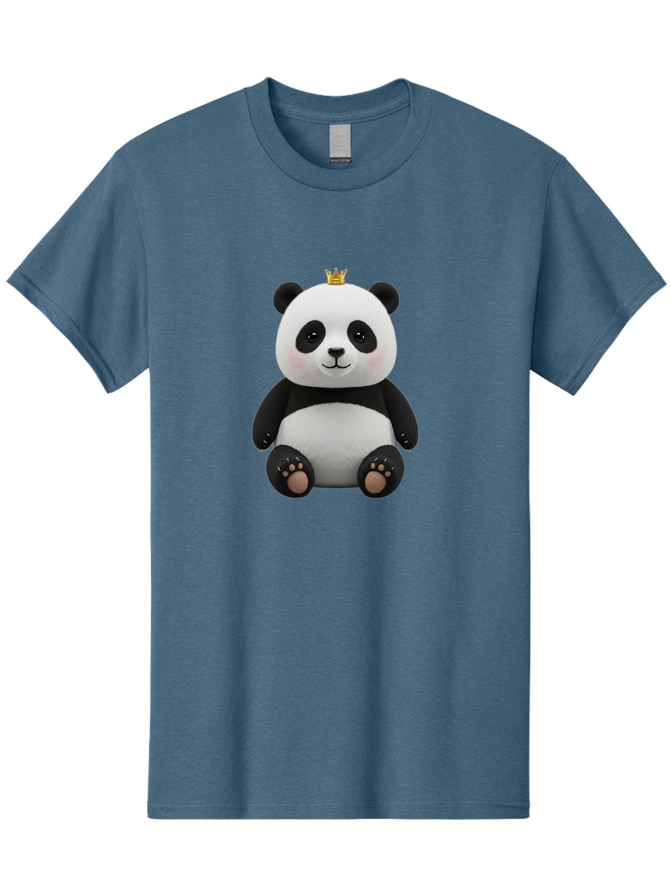Panda-With-Crown-6 Men'S Graphic Tee, 100% Cotton, Comfortable Casual Summer Wear, Machine Washable, Cute Panda Bear, Cartoon Panda, Panda With Crown, Royal Panda, Adorable Animal, Stuffed Panda, Kawaii Panda, Plush Toy, Fluffy Panda, Bae613