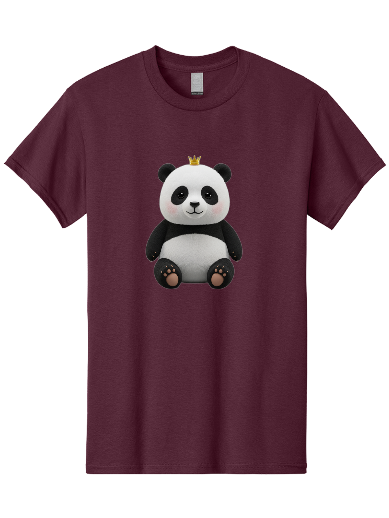 Panda-With-Crown-6 Men'S Graphic Tee, 100% Cotton, Comfortable Casual Summer Wear, Machine Washable, Cute Panda Bear, Cartoon Panda, Panda With Crown, Royal Panda, Adorable Animal, Stuffed Panda, Kawaii Panda, Plush Toy, Fluffy Panda, Bae613