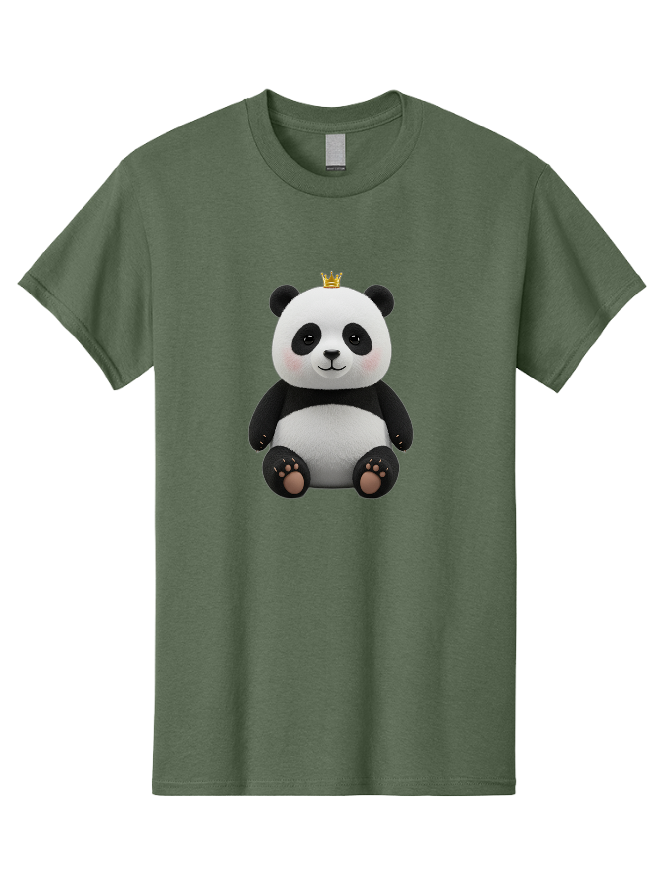 Panda-With-Crown-6 Men'S Graphic Tee, 100% Cotton, Comfortable Casual Summer Wear, Machine Washable, Cute Panda Bear, Cartoon Panda, Panda With Crown, Royal Panda, Adorable Animal, Stuffed Panda, Kawaii Panda, Plush Toy, Fluffy Panda, Bae613