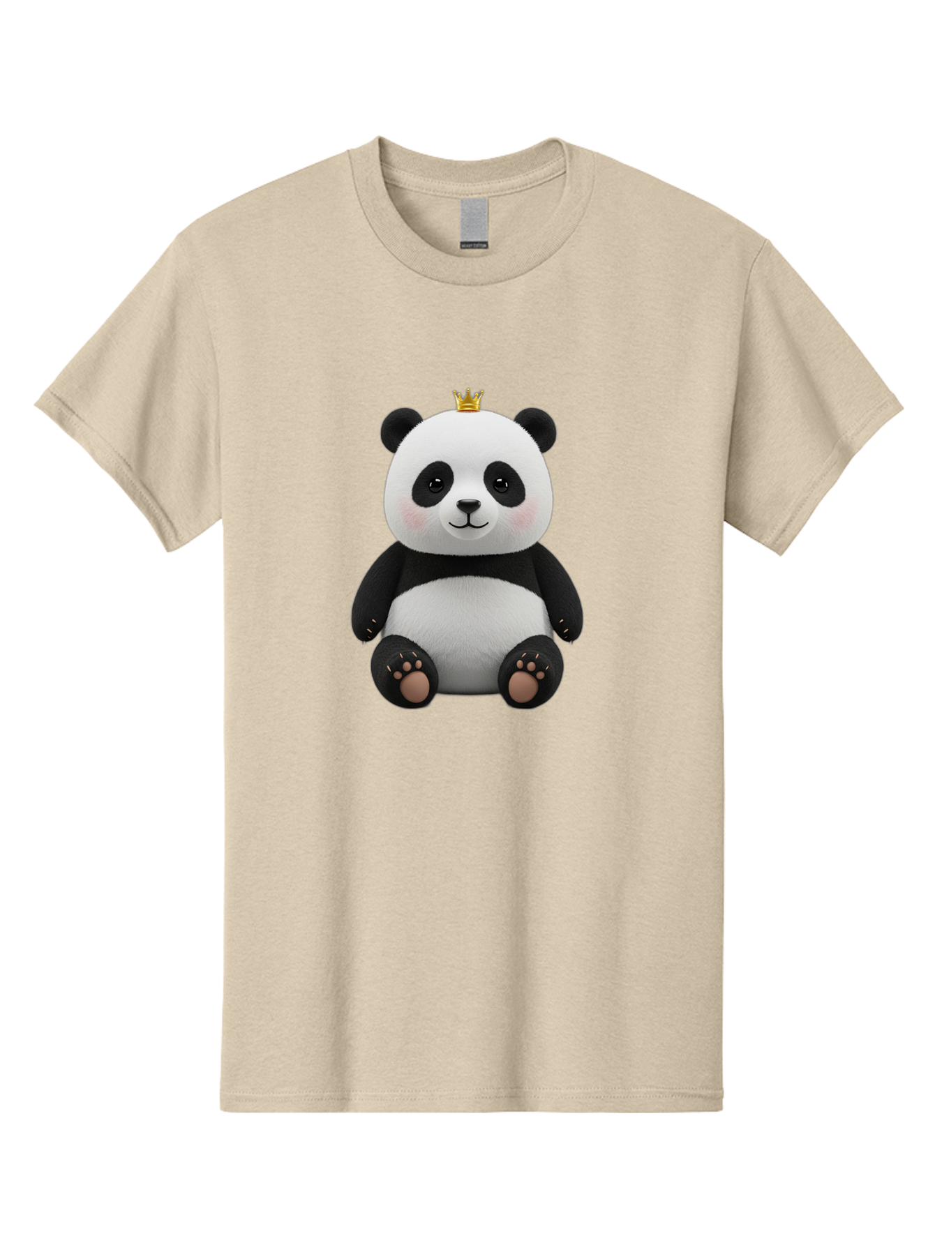 Panda-With-Crown-6 Men'S Graphic Tee, 100% Cotton, Comfortable Casual Summer Wear, Machine Washable, Cute Panda Bear, Cartoon Panda, Panda With Crown, Royal Panda, Adorable Animal, Stuffed Panda, Kawaii Panda, Plush Toy, Fluffy Panda, Bae613