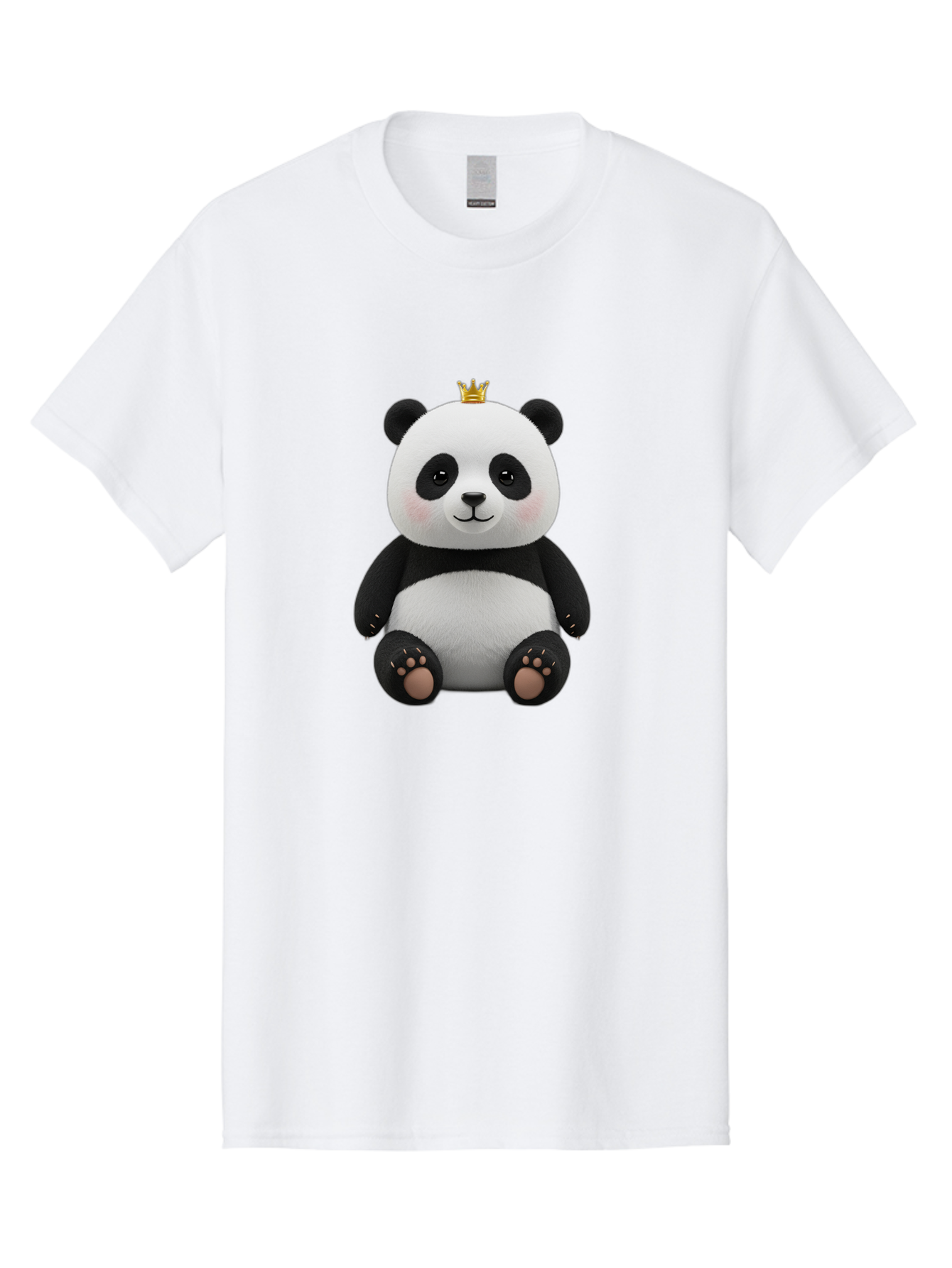 Panda-With-Crown-6 Men'S Graphic Tee, 100% Cotton, Comfortable Casual Summer Wear, Machine Washable, Cute Panda Bear, Cartoon Panda, Panda With Crown, Royal Panda, Adorable Animal, Stuffed Panda, Kawaii Panda, Plush Toy, Fluffy Panda, Bae613