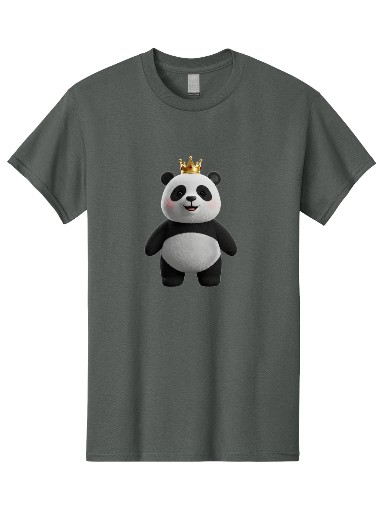 Panda-With-Crown-7 Men'S Graphic Tee, 100% Cotton, Comfortable Casual Summer Wear, Machine Washable, Cartoon Panda, Cute Animal, Panda Bear, Crown On Head, Regal Animal, Adorable Creature, Funny Character, Digital Art, Illustration, Bae614