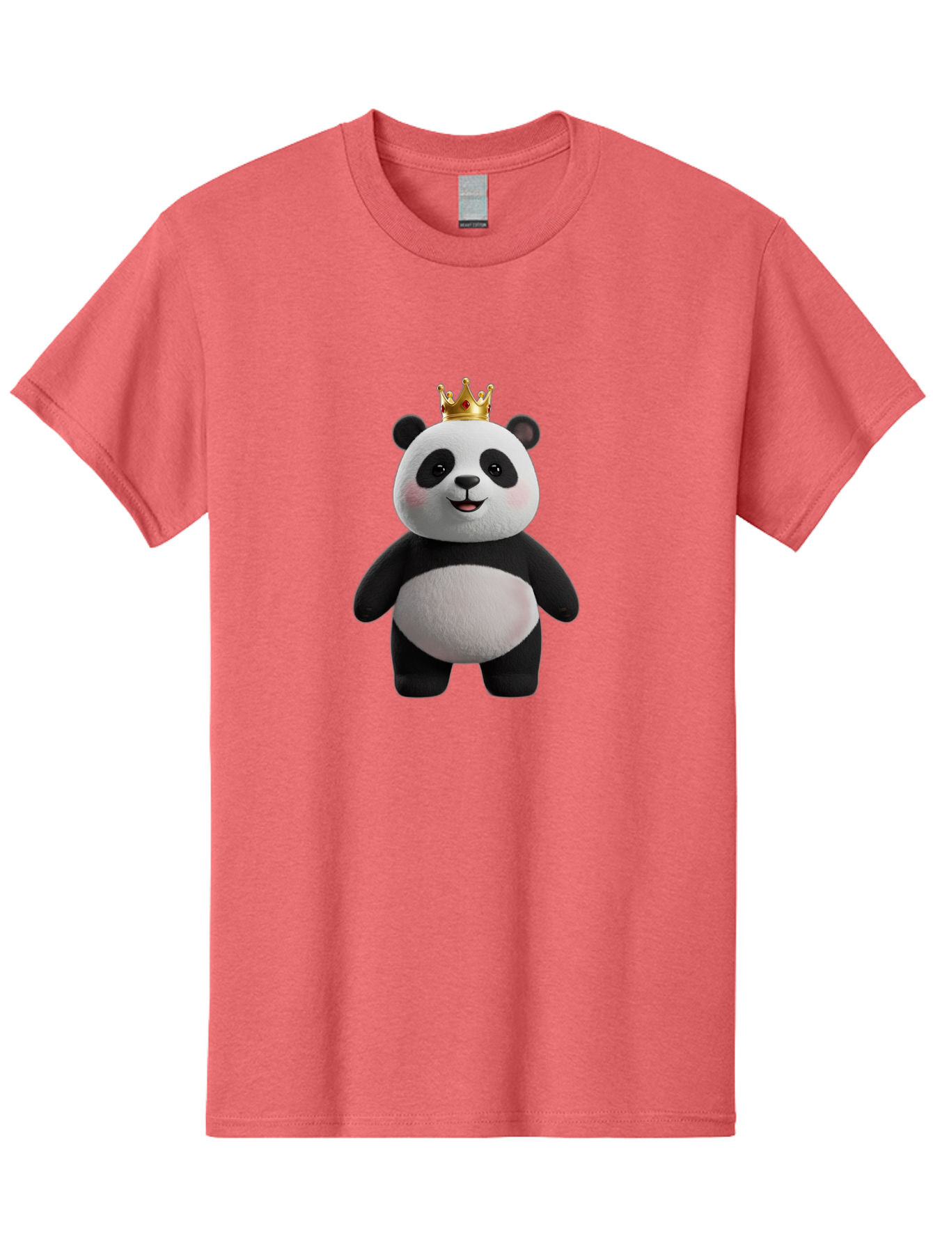 Panda-With-Crown-7 Men'S Graphic Tee, 100% Cotton, Comfortable Casual Summer Wear, Machine Washable, Cartoon Panda, Cute Animal, Panda Bear, Crown On Head, Regal Animal, Adorable Creature, Funny Character, Digital Art, Illustration, Bae614