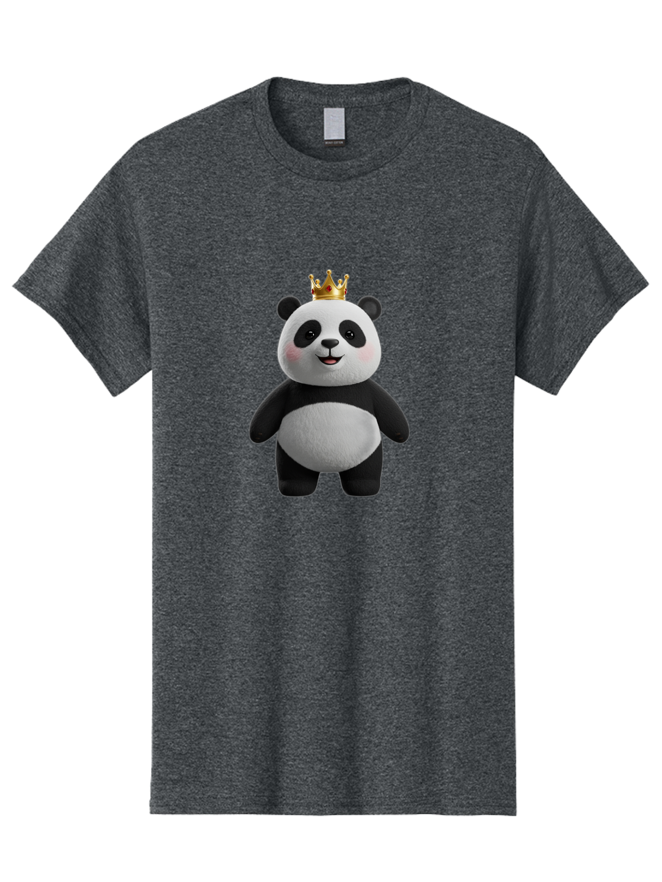 Panda-With-Crown-7 Men'S Graphic Tee, 100% Cotton, Comfortable Casual Summer Wear, Machine Washable, Cartoon Panda, Cute Animal, Panda Bear, Crown On Head, Regal Animal, Adorable Creature, Funny Character, Digital Art, Illustration, Bae614