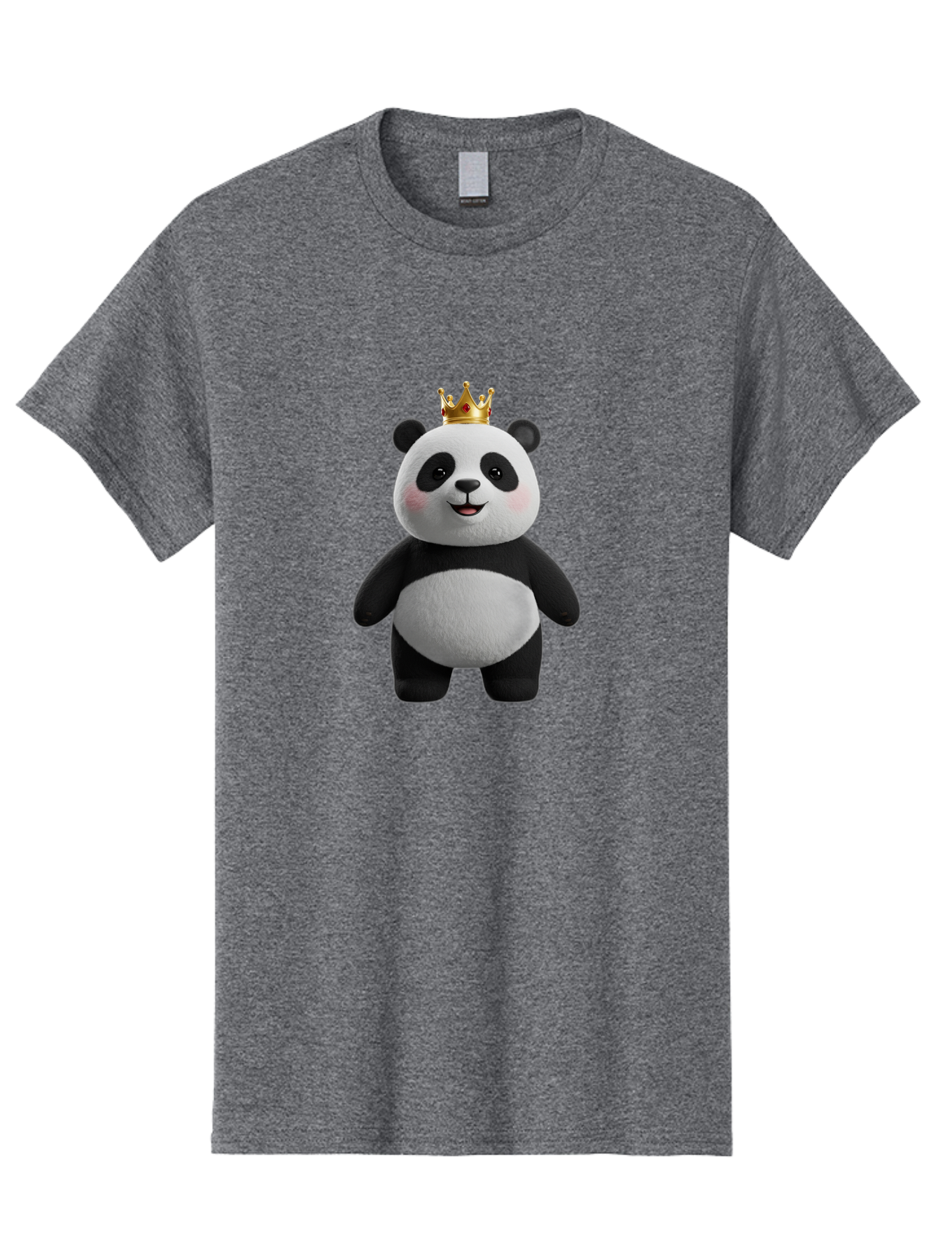 Panda-With-Crown-7 Men'S Graphic Tee, 100% Cotton, Comfortable Casual Summer Wear, Machine Washable, Cartoon Panda, Cute Animal, Panda Bear, Crown On Head, Regal Animal, Adorable Creature, Funny Character, Digital Art, Illustration, Bae614