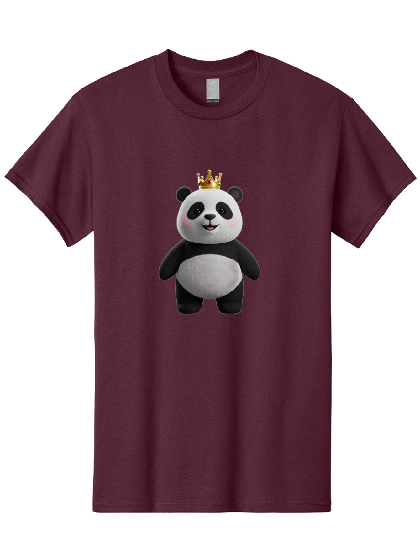 Panda-With-Crown-7 Men'S Graphic Tee, 100% Cotton, Comfortable Casual Summer Wear, Machine Washable, Cartoon Panda, Cute Animal, Panda Bear, Crown On Head, Regal Animal, Adorable Creature, Funny Character, Digital Art, Illustration, Bae614