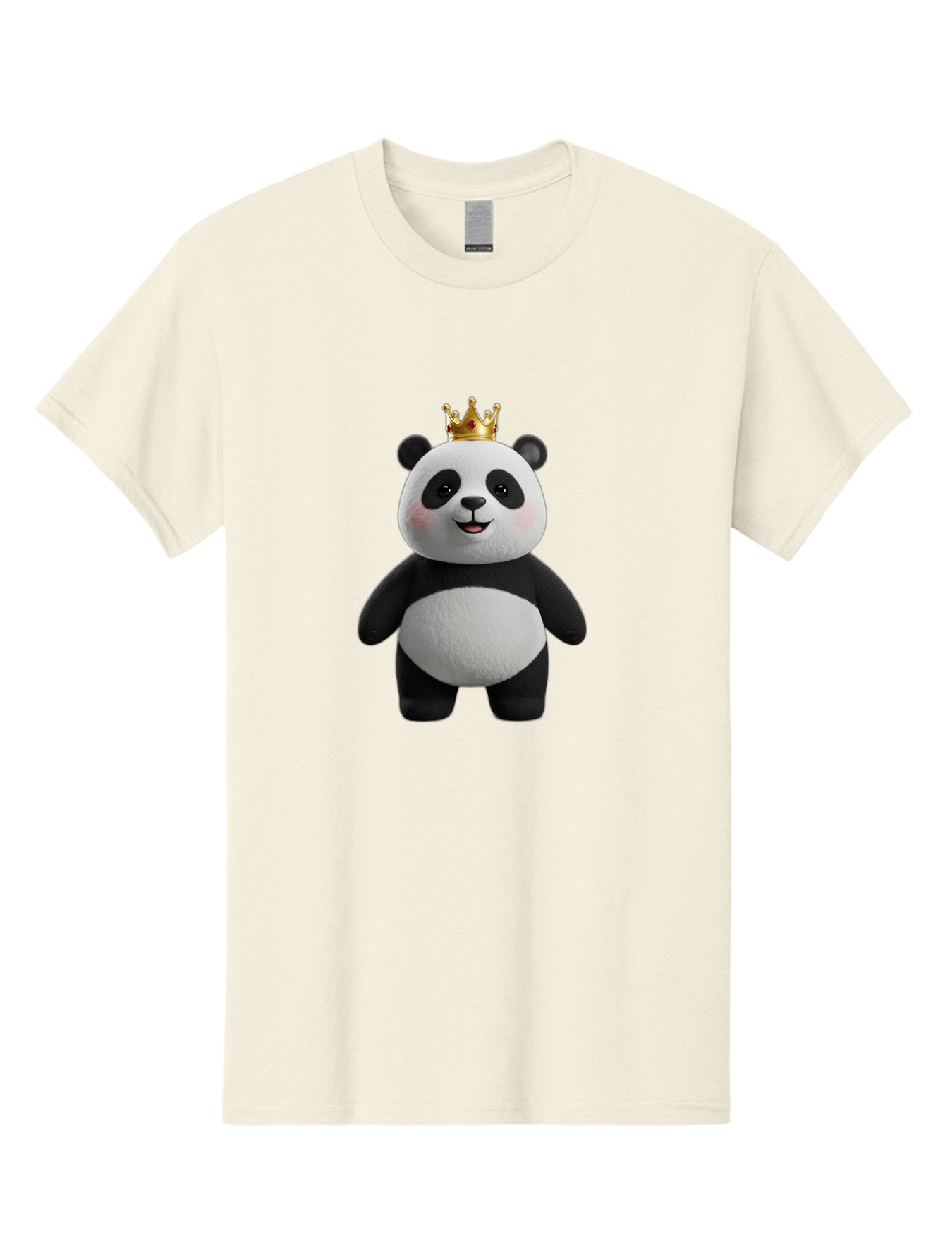 Panda-With-Crown-7 Men'S Graphic Tee, 100% Cotton, Comfortable Casual Summer Wear, Machine Washable, Cartoon Panda, Cute Animal, Panda Bear, Crown On Head, Regal Animal, Adorable Creature, Funny Character, Digital Art, Illustration, Bae614