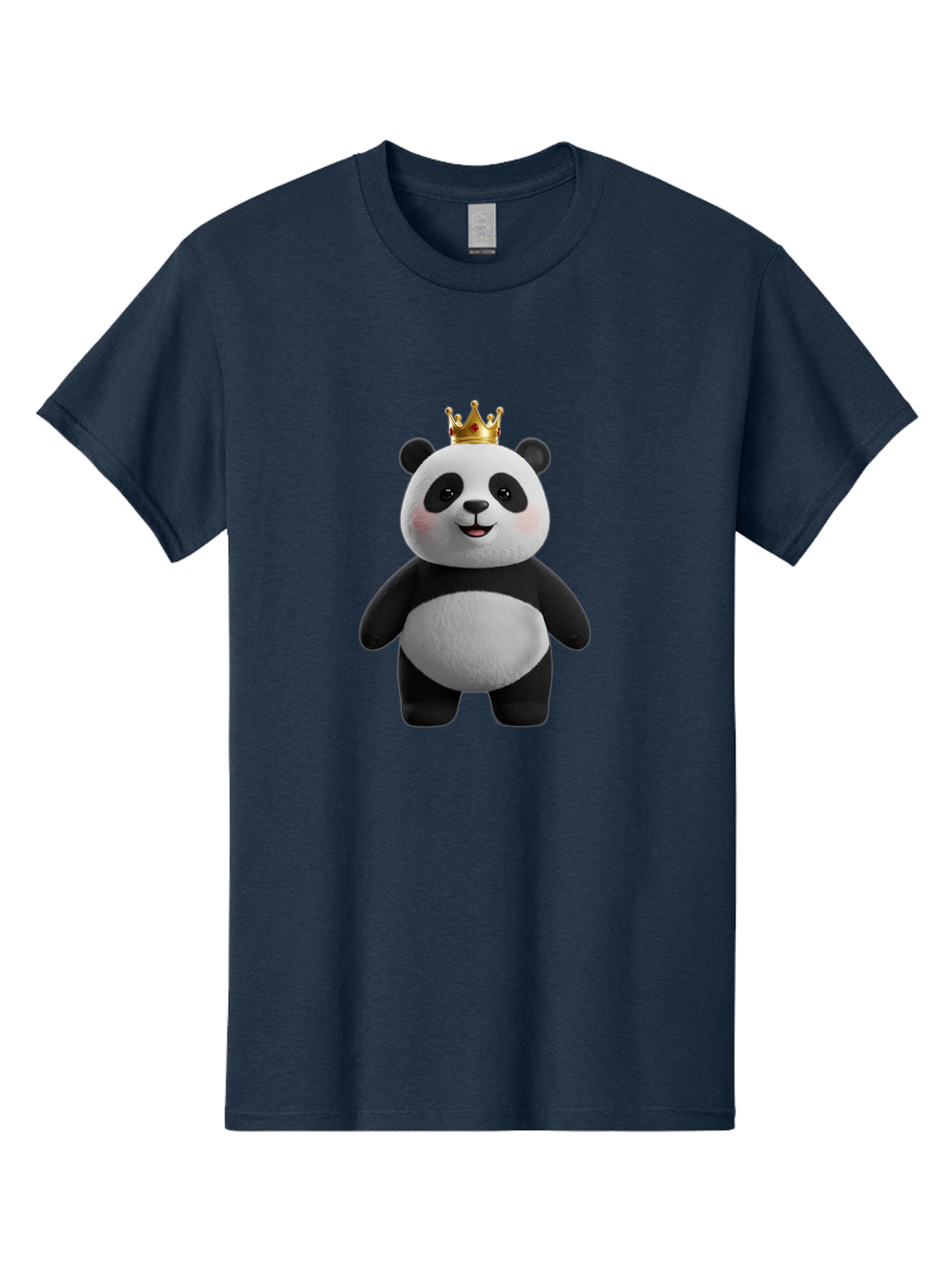Panda-With-Crown-7 Men'S Graphic Tee, 100% Cotton, Comfortable Casual Summer Wear, Machine Washable, Cartoon Panda, Cute Animal, Panda Bear, Crown On Head, Regal Animal, Adorable Creature, Funny Character, Digital Art, Illustration, Bae614