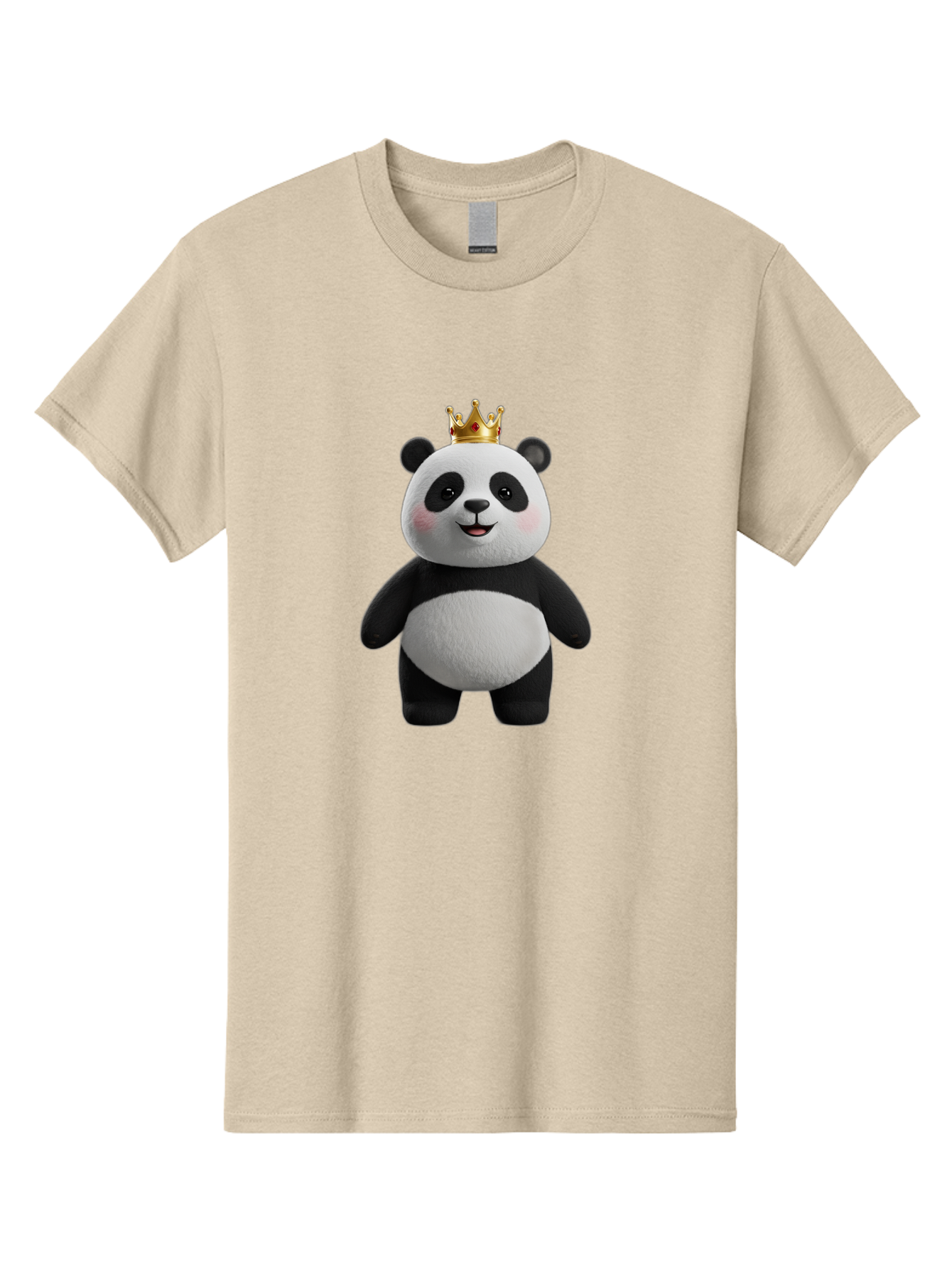 Panda-With-Crown-7 Men'S Graphic Tee, 100% Cotton, Comfortable Casual Summer Wear, Machine Washable, Cartoon Panda, Cute Animal, Panda Bear, Crown On Head, Regal Animal, Adorable Creature, Funny Character, Digital Art, Illustration, Bae614