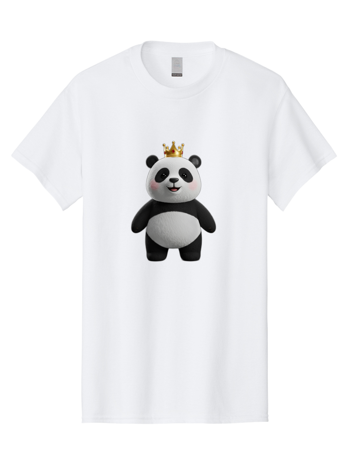 Panda-With-Crown-7 Men'S Graphic Tee, 100% Cotton, Comfortable Casual Summer Wear, Machine Washable, Cartoon Panda, Cute Animal, Panda Bear, Crown On Head, Regal Animal, Adorable Creature, Funny Character, Digital Art, Illustration, Bae614
