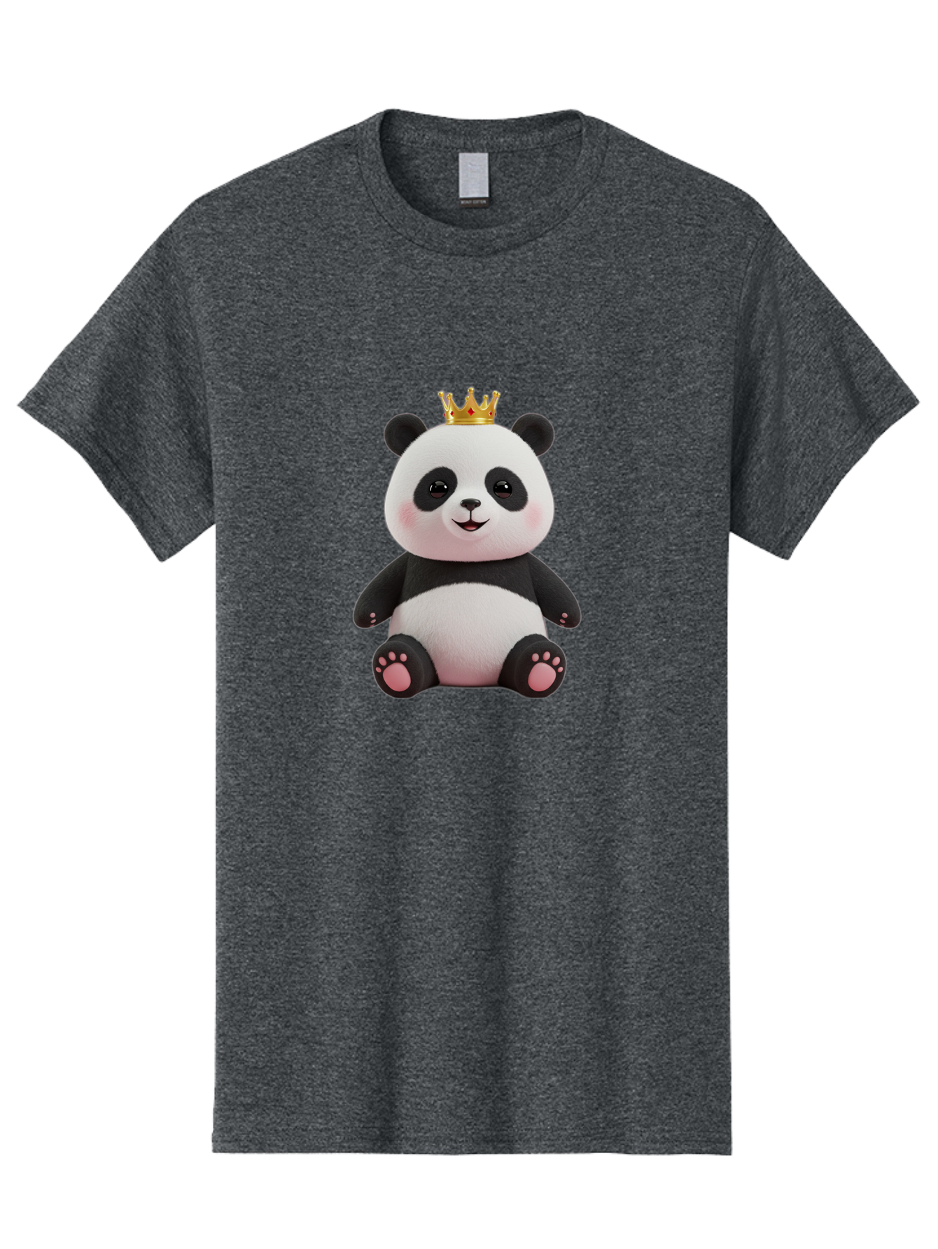 Panda-With-Crown-8 Men'S Graphic Tee, 100% Cotton, Comfortable Casual Summer Wear, Machine Washable, Cute Panda Bear, Plush Toy, Cartoon Character, Royal Crown, Black And White Fur, Smiling Face, Adorable Expression, Kawaii Style, Funny Animal Bae615