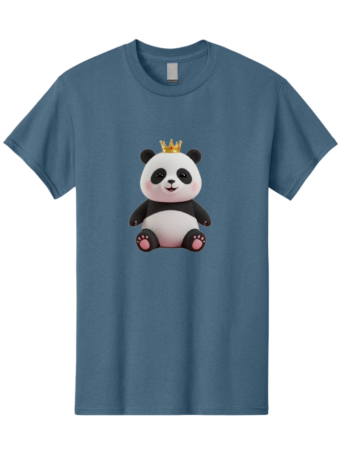 Panda-With-Crown-8 Men'S Graphic Tee, 100% Cotton, Comfortable Casual Summer Wear, Machine Washable, Cute Panda Bear, Plush Toy, Cartoon Character, Royal Crown, Black And White Fur, Smiling Face, Adorable Expression, Kawaii Style, Funny Animal Bae615