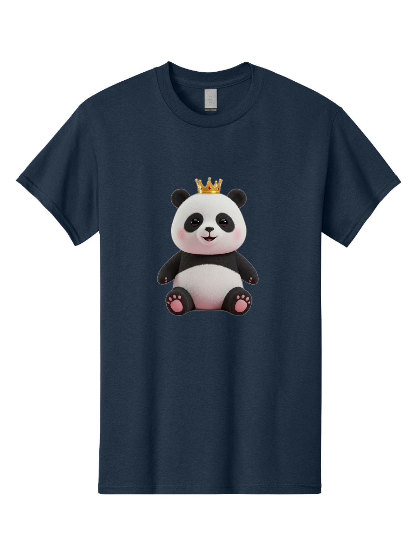 Panda-With-Crown-8 Men'S Graphic Tee, 100% Cotton, Comfortable Casual Summer Wear, Machine Washable, Cute Panda Bear, Plush Toy, Cartoon Character, Royal Crown, Black And White Fur, Smiling Face, Adorable Expression, Kawaii Style, Funny Animal Bae615