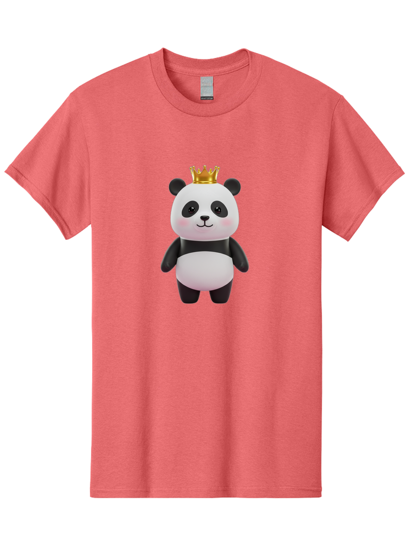 Panda-With-Crown Men'S Graphic Tee, 100% Cotton, Comfortable Casual Summer Wear, Machine Washable, Cute Panda Bear, Cartoon Character, Golden Crown, Kawaii, Adorable, Stuffed Animal, Plush Toy, Royalty, Regal, Black And White Bae616