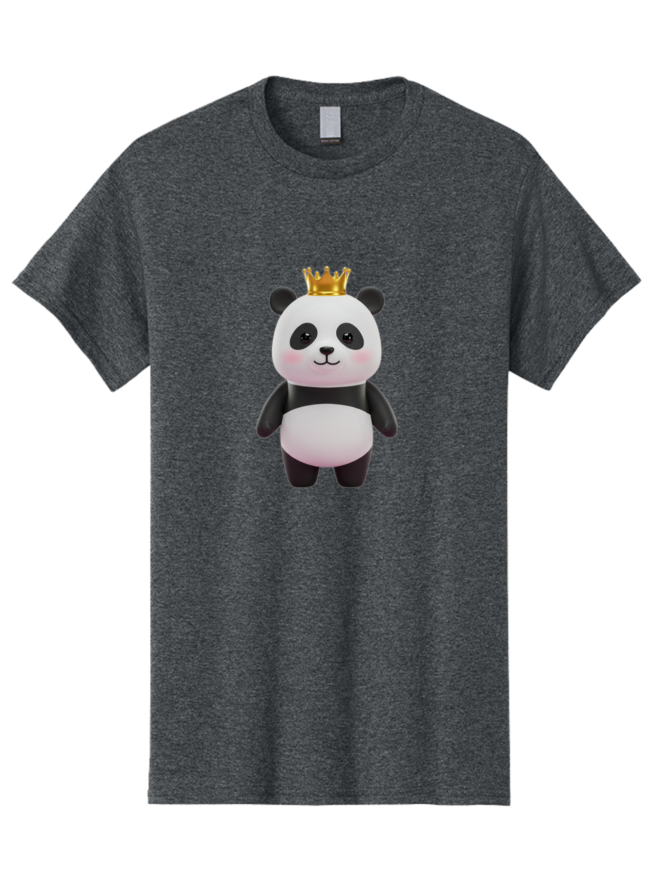 Panda-With-Crown Men'S Graphic Tee, 100% Cotton, Comfortable Casual Summer Wear, Machine Washable, Cute Panda Bear, Cartoon Character, Golden Crown, Kawaii, Adorable, Stuffed Animal, Plush Toy, Royalty, Regal, Black And White Bae616