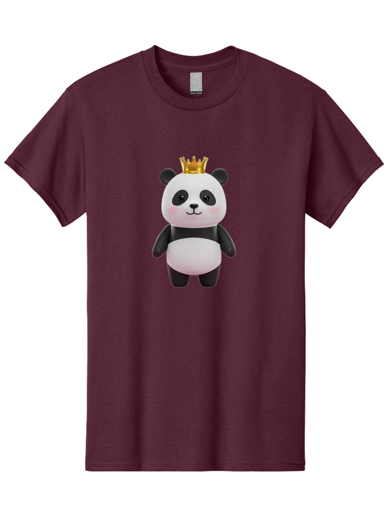 Panda-With-Crown Men'S Graphic Tee, 100% Cotton, Comfortable Casual Summer Wear, Machine Washable, Cute Panda Bear, Cartoon Character, Golden Crown, Kawaii, Adorable, Stuffed Animal, Plush Toy, Royalty, Regal, Black And White Bae616