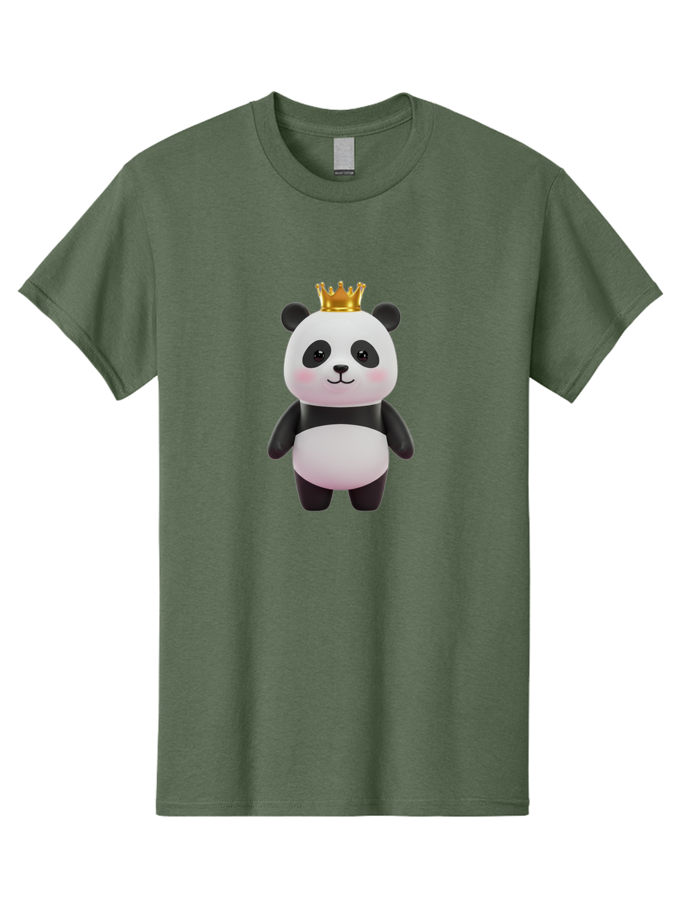 Panda-With-Crown Men'S Graphic Tee, 100% Cotton, Comfortable Casual Summer Wear, Machine Washable, Cute Panda Bear, Cartoon Character, Golden Crown, Kawaii, Adorable, Stuffed Animal, Plush Toy, Royalty, Regal, Black And White Bae616