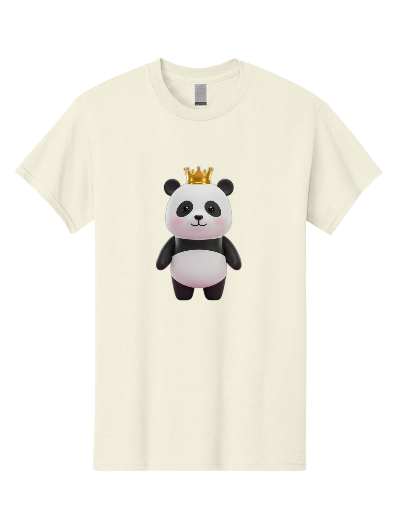Panda-With-Crown Men'S Graphic Tee, 100% Cotton, Comfortable Casual Summer Wear, Machine Washable, Cute Panda Bear, Cartoon Character, Golden Crown, Kawaii, Adorable, Stuffed Animal, Plush Toy, Royalty, Regal, Black And White Bae616