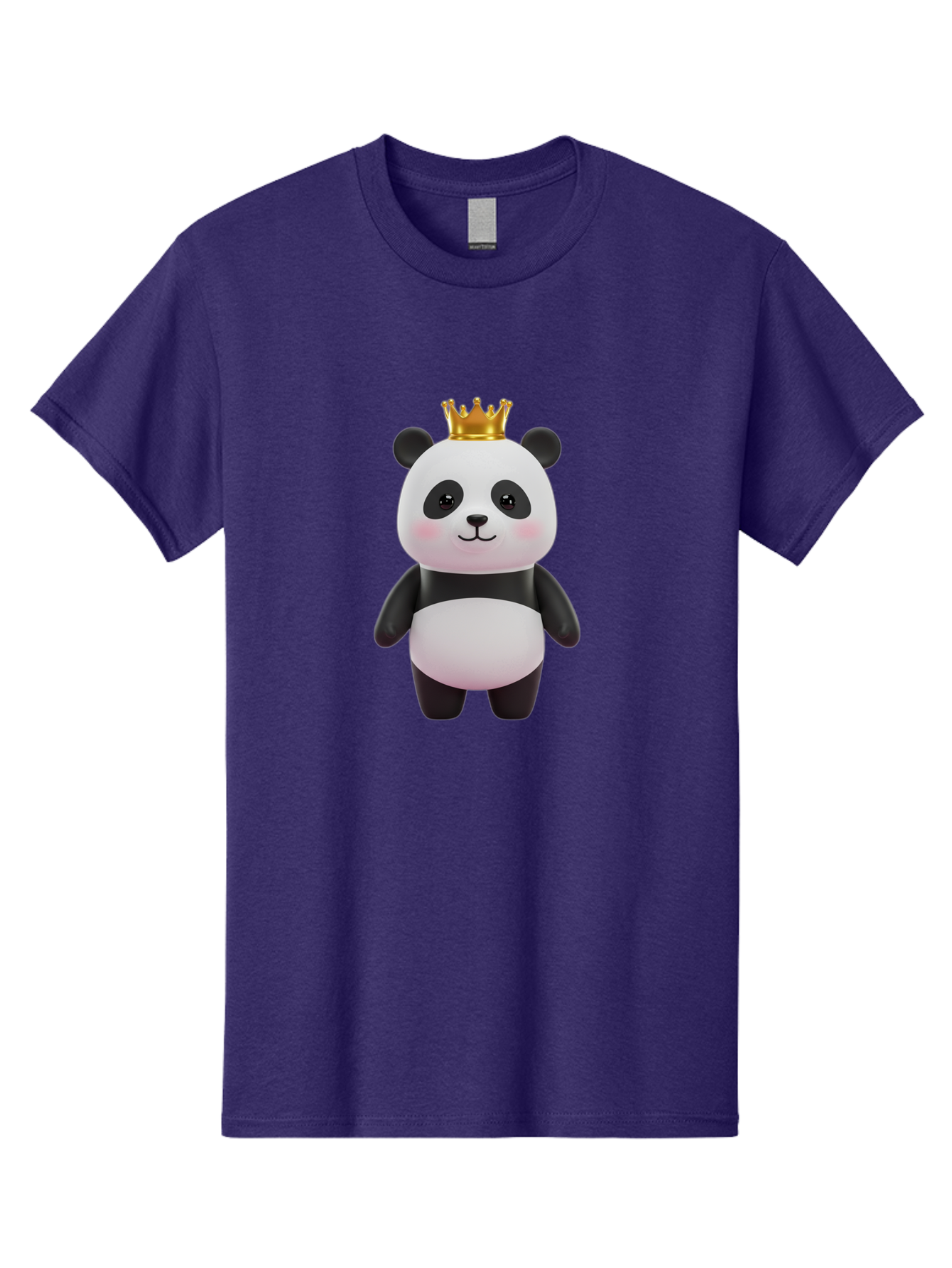 Panda-With-Crown Men'S Graphic Tee, 100% Cotton, Comfortable Casual Summer Wear, Machine Washable, Cute Panda Bear, Cartoon Character, Golden Crown, Kawaii, Adorable, Stuffed Animal, Plush Toy, Royalty, Regal, Black And White Bae616