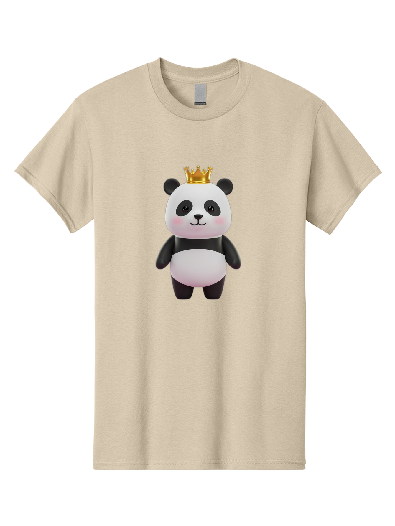 Panda-With-Crown Men'S Graphic Tee, 100% Cotton, Comfortable Casual Summer Wear, Machine Washable, Cute Panda Bear, Cartoon Character, Golden Crown, Kawaii, Adorable, Stuffed Animal, Plush Toy, Royalty, Regal, Black And White Bae616