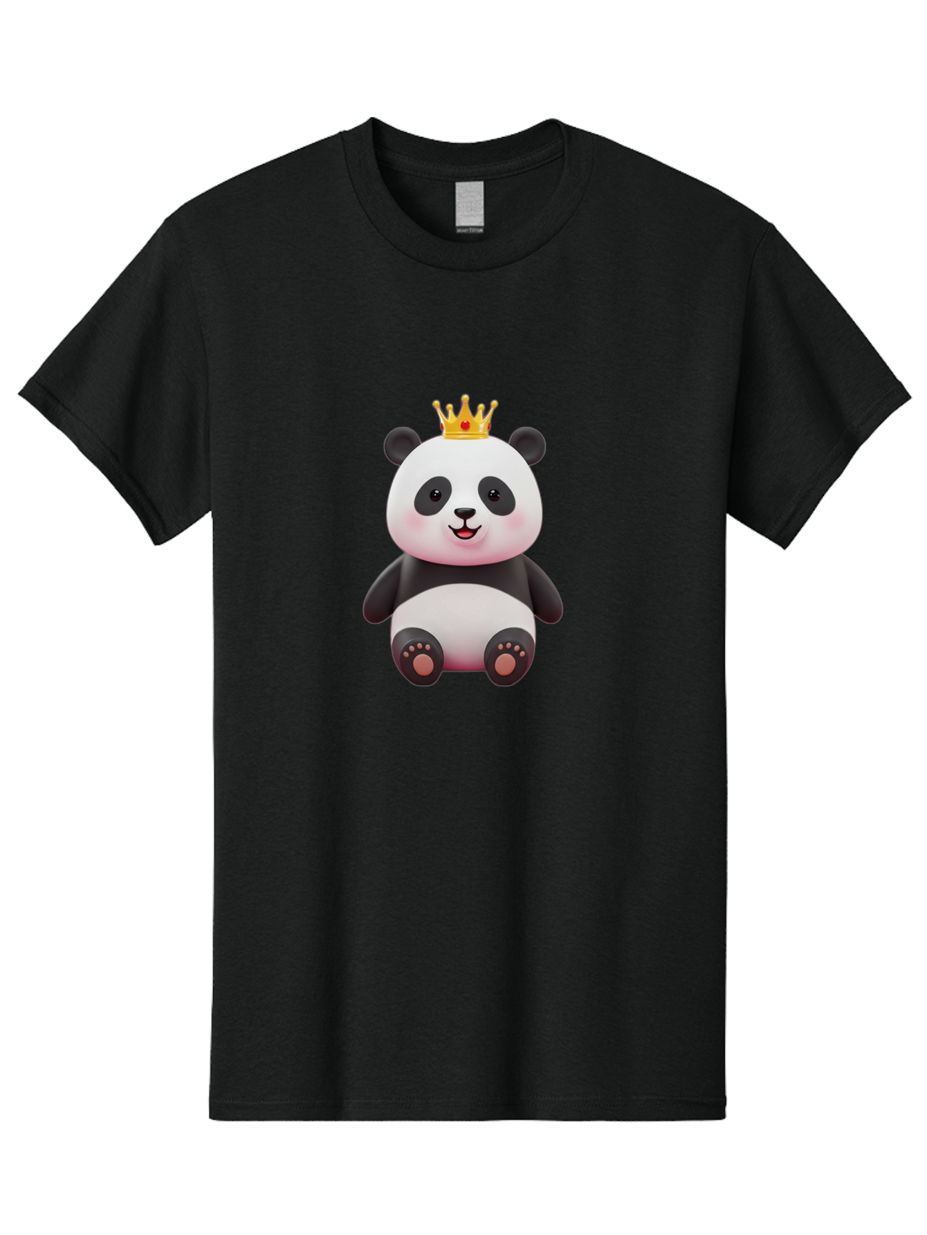 Panda-With-Gold-Crown-1 Men'S Graphic Tee, 100% Cotton, Comfortable Casual Summer Wear, Machine Washable, Cartoon Panda, Cute Panda, Panda Bear, King Panda, Crowned Animal, Regal Creature, Adorable Cartoon Character, Funny Animal, Royalty, Bae617