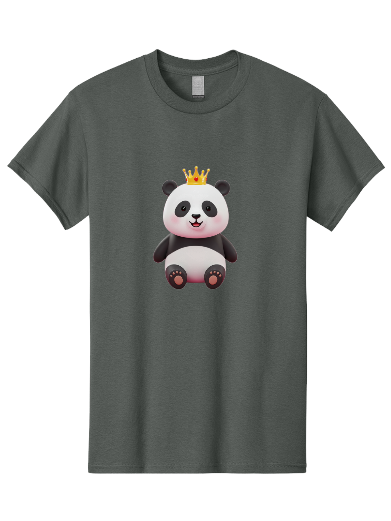 Panda-With-Gold-Crown-1 Men'S Graphic Tee, 100% Cotton, Comfortable Casual Summer Wear, Machine Washable, Cartoon Panda, Cute Panda, Panda Bear, King Panda, Crowned Animal, Regal Creature, Adorable Cartoon Character, Funny Animal, Royalty, Bae617
