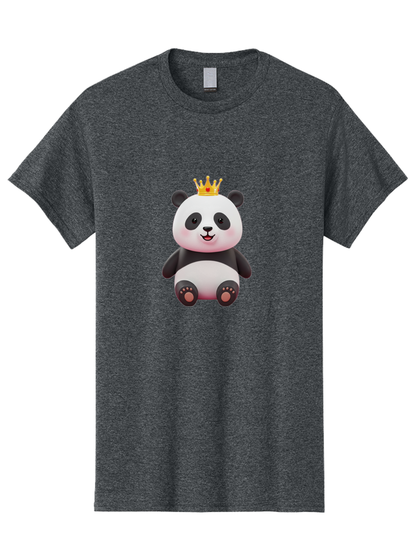 Panda-With-Gold-Crown-1 Men'S Graphic Tee, 100% Cotton, Comfortable Casual Summer Wear, Machine Washable, Cartoon Panda, Cute Panda, Panda Bear, King Panda, Crowned Animal, Regal Creature, Adorable Cartoon Character, Funny Animal, Royalty, Bae617
