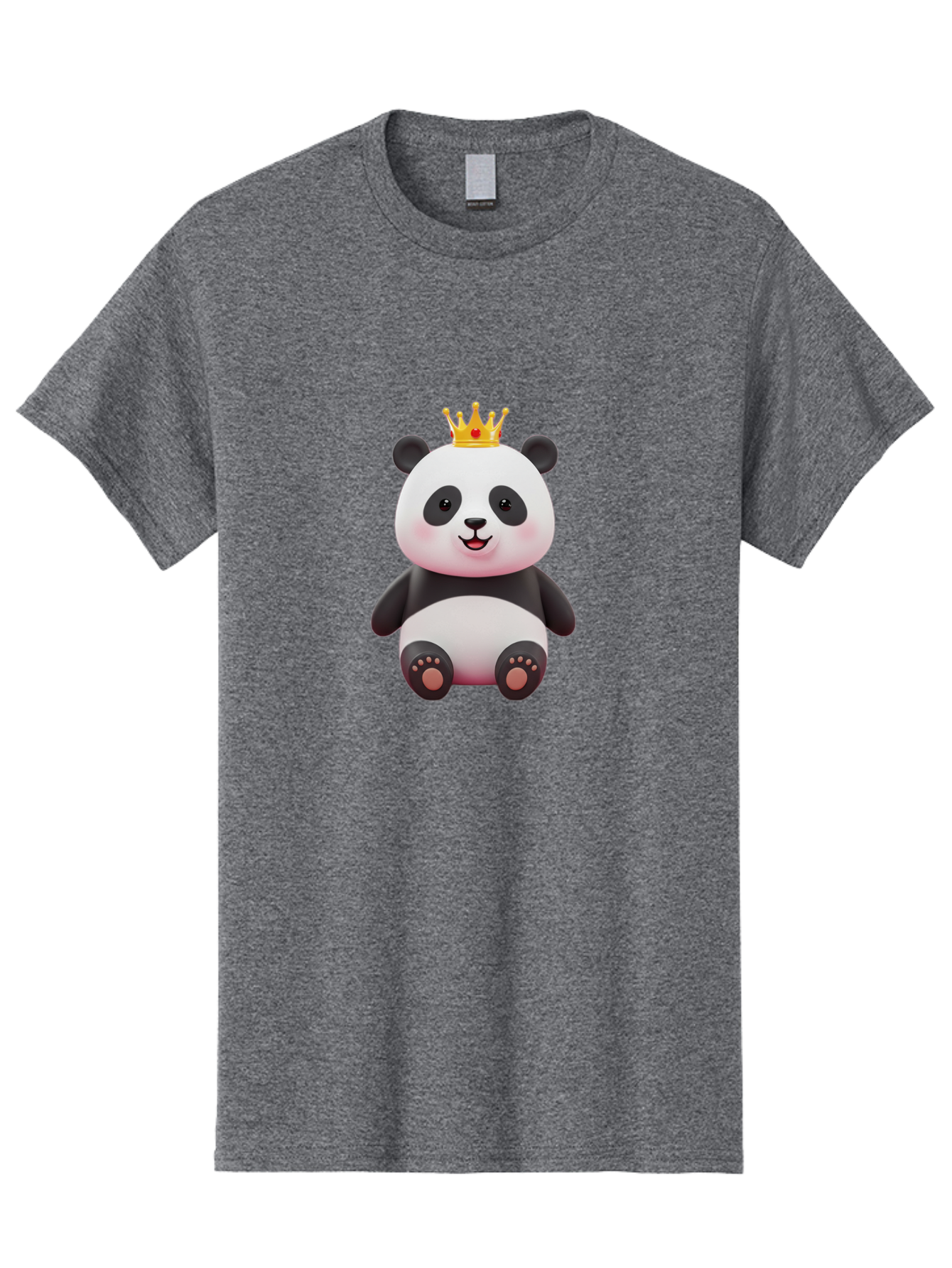 Panda-With-Gold-Crown-1 Men'S Graphic Tee, 100% Cotton, Comfortable Casual Summer Wear, Machine Washable, Cartoon Panda, Cute Panda, Panda Bear, King Panda, Crowned Animal, Regal Creature, Adorable Cartoon Character, Funny Animal, Royalty, Bae617