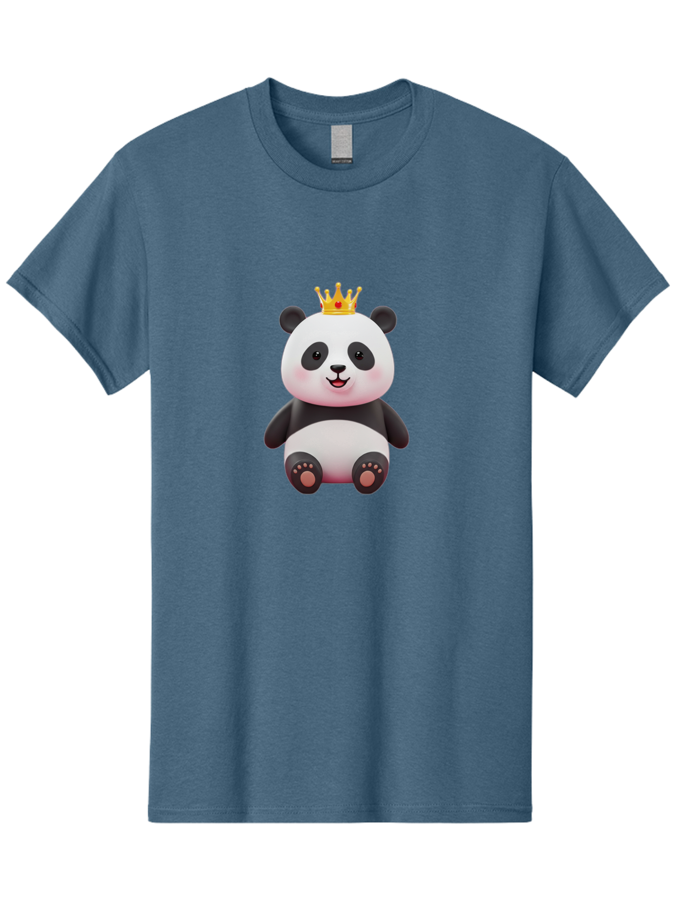 Panda-With-Gold-Crown-1 Men'S Graphic Tee, 100% Cotton, Comfortable Casual Summer Wear, Machine Washable, Cartoon Panda, Cute Panda, Panda Bear, King Panda, Crowned Animal, Regal Creature, Adorable Cartoon Character, Funny Animal, Royalty, Bae617