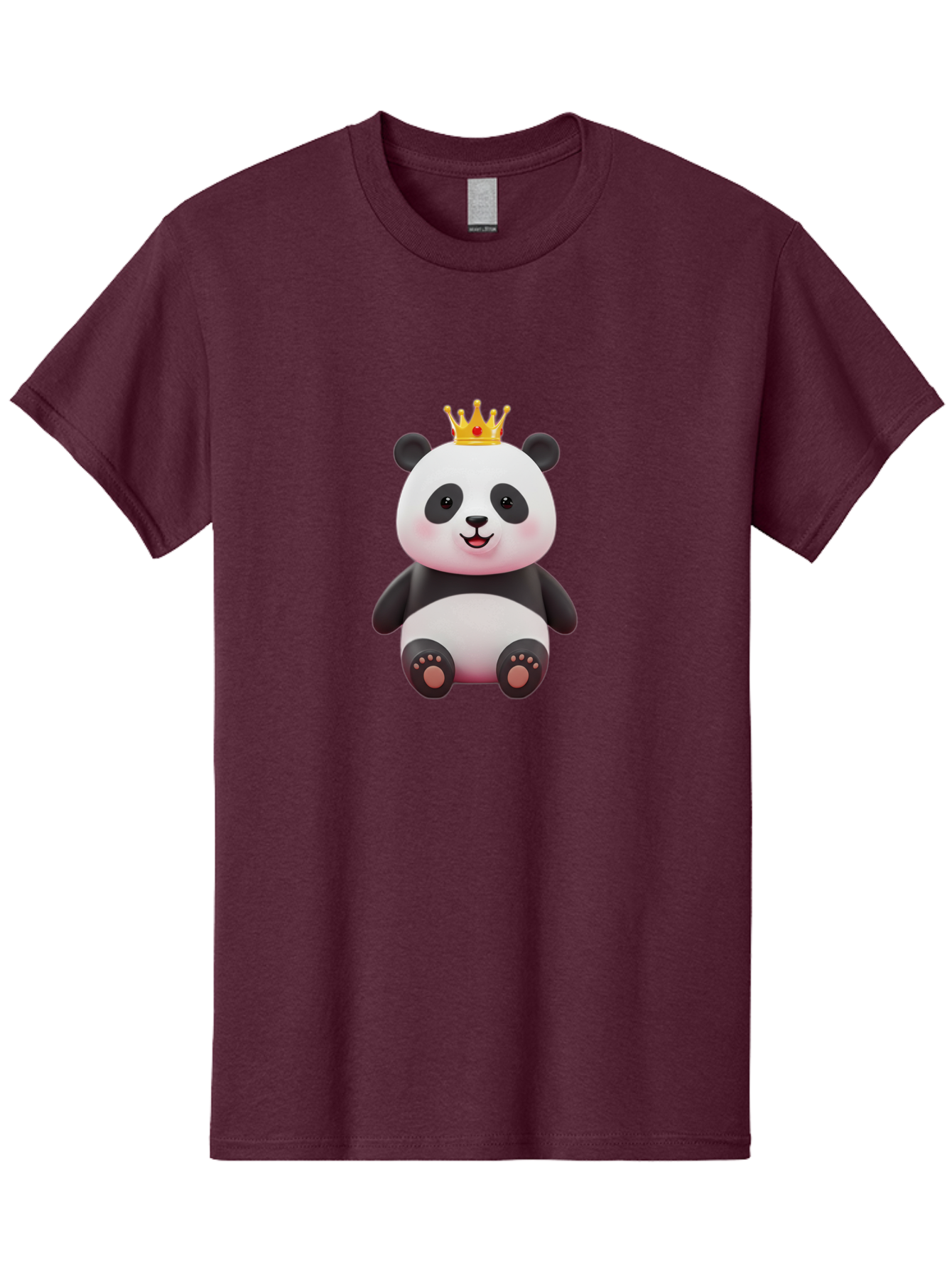 Panda-With-Gold-Crown-1 Men'S Graphic Tee, 100% Cotton, Comfortable Casual Summer Wear, Machine Washable, Cartoon Panda, Cute Panda, Panda Bear, King Panda, Crowned Animal, Regal Creature, Adorable Cartoon Character, Funny Animal, Royalty, Bae617