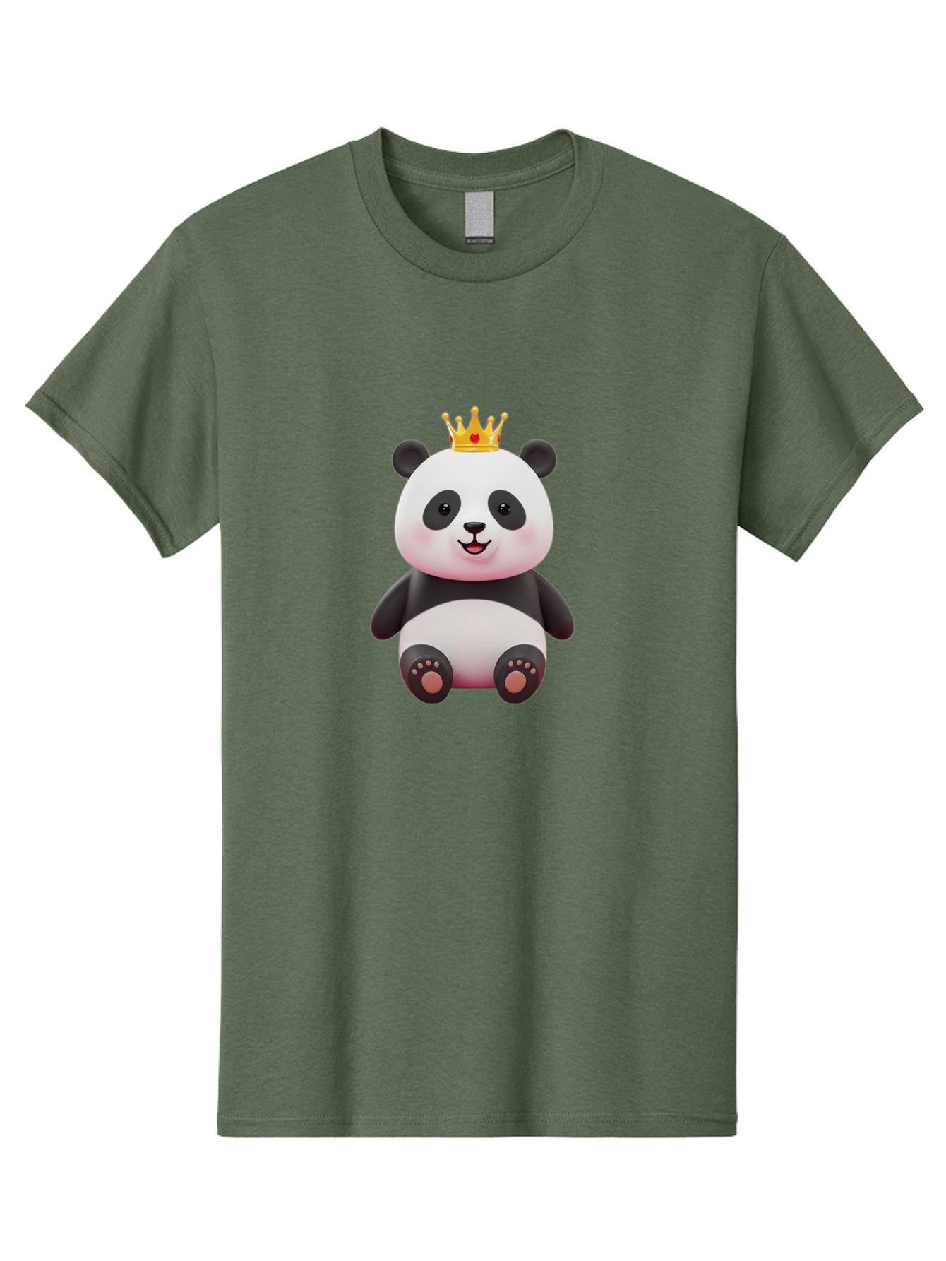 Panda-With-Gold-Crown-1 Men'S Graphic Tee, 100% Cotton, Comfortable Casual Summer Wear, Machine Washable, Cartoon Panda, Cute Panda, Panda Bear, King Panda, Crowned Animal, Regal Creature, Adorable Cartoon Character, Funny Animal, Royalty, Bae617