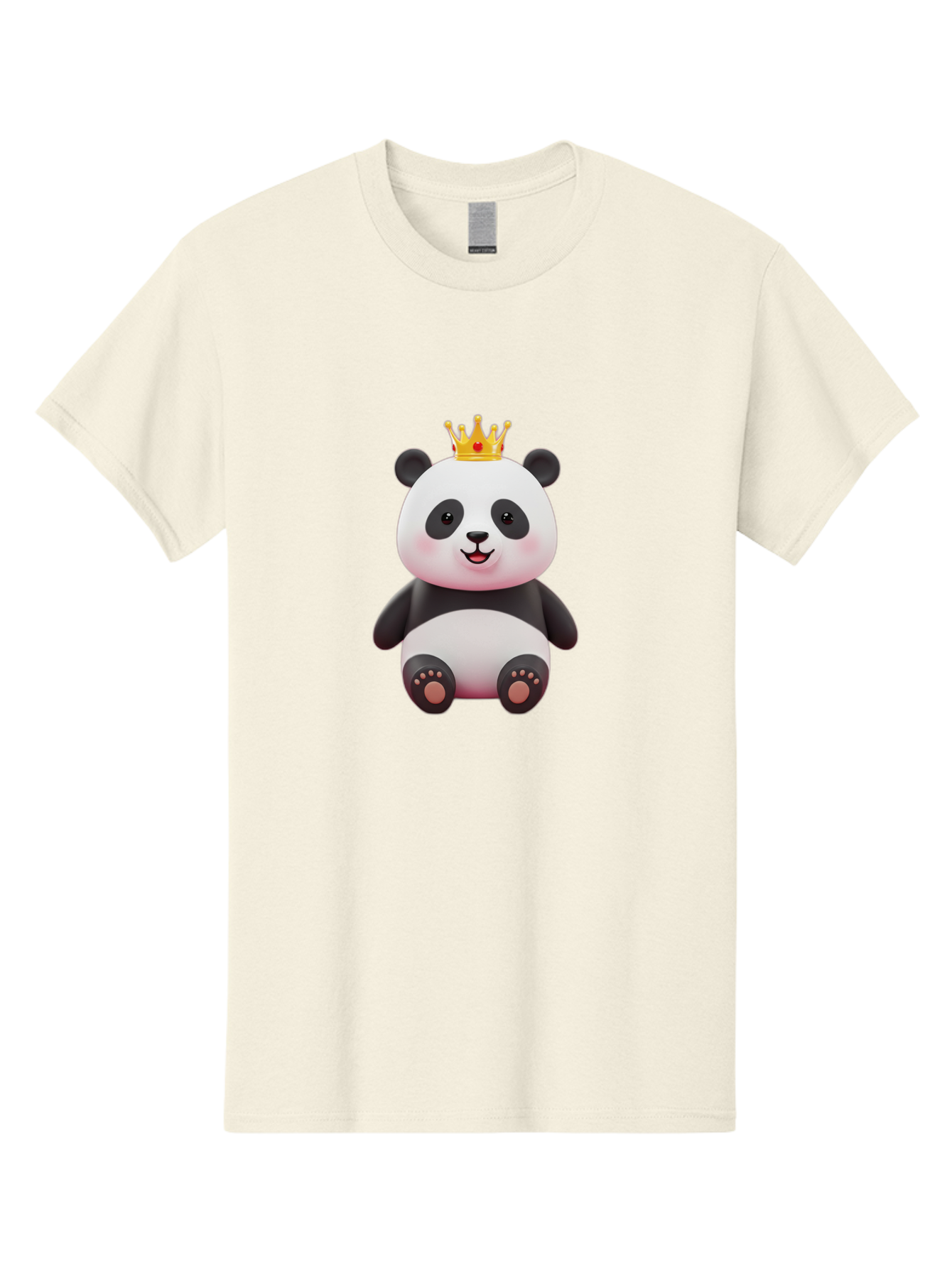 Panda-With-Gold-Crown-1 Men'S Graphic Tee, 100% Cotton, Comfortable Casual Summer Wear, Machine Washable, Cartoon Panda, Cute Panda, Panda Bear, King Panda, Crowned Animal, Regal Creature, Adorable Cartoon Character, Funny Animal, Royalty, Bae617