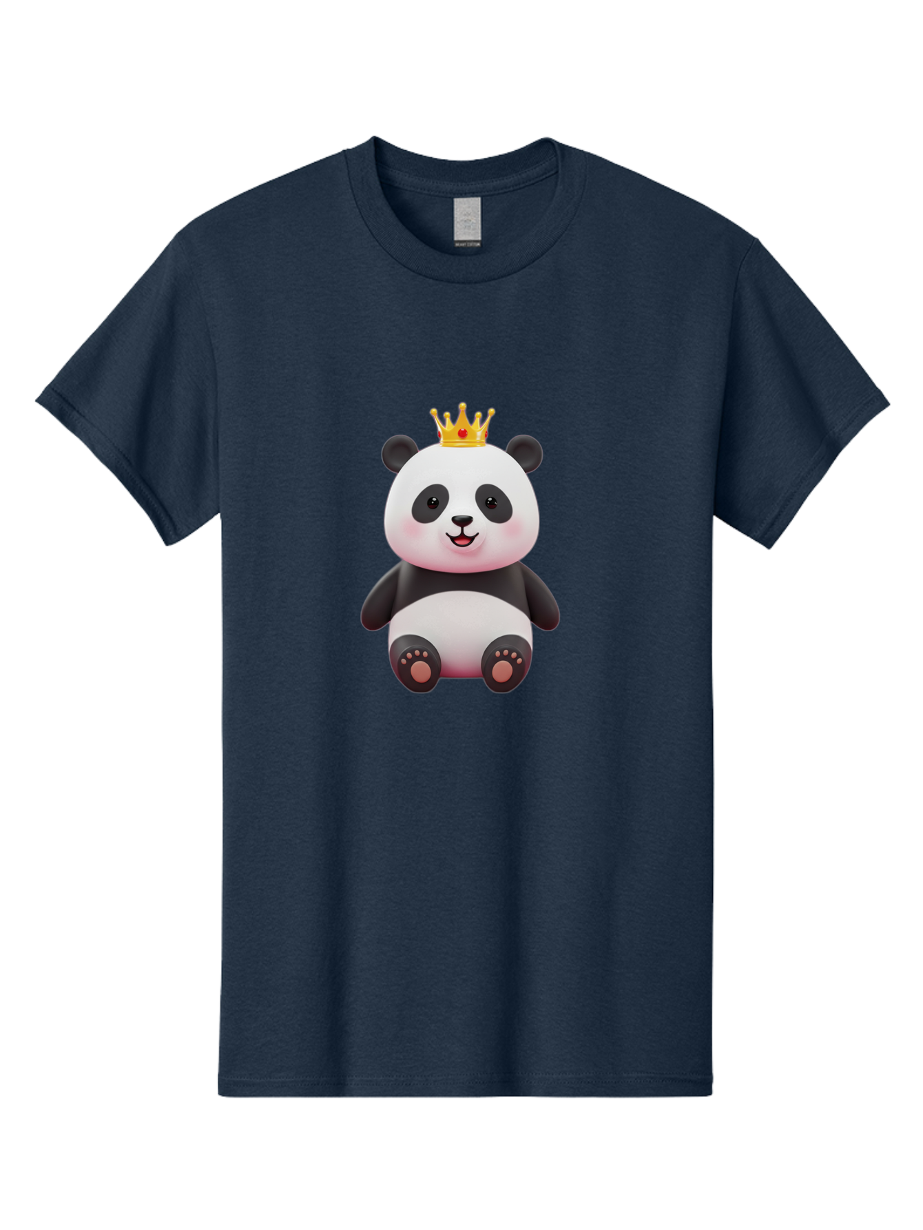 Panda-With-Gold-Crown-1 Men'S Graphic Tee, 100% Cotton, Comfortable Casual Summer Wear, Machine Washable, Cartoon Panda, Cute Panda, Panda Bear, King Panda, Crowned Animal, Regal Creature, Adorable Cartoon Character, Funny Animal, Royalty, Bae617