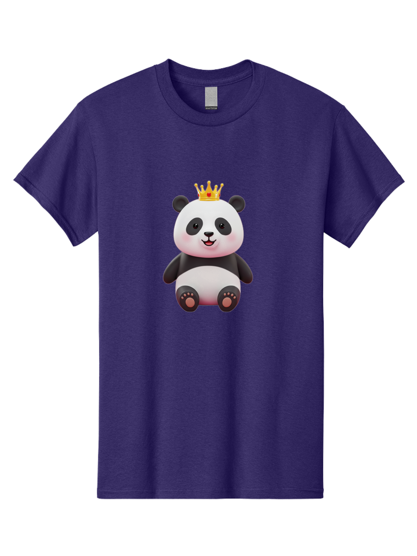 Panda-With-Gold-Crown-1 Men'S Graphic Tee, 100% Cotton, Comfortable Casual Summer Wear, Machine Washable, Cartoon Panda, Cute Panda, Panda Bear, King Panda, Crowned Animal, Regal Creature, Adorable Cartoon Character, Funny Animal, Royalty, Bae617