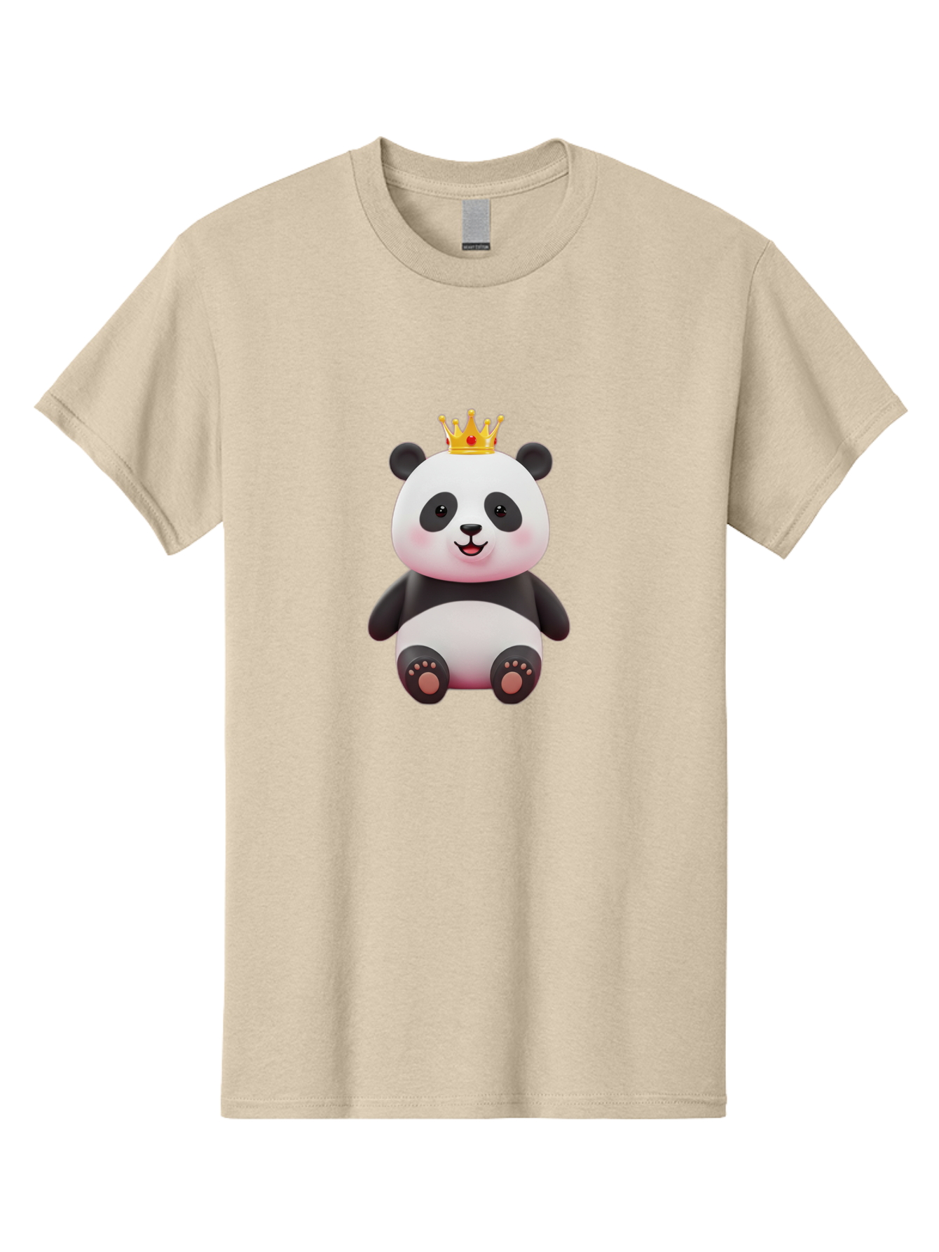 Panda-With-Gold-Crown-1 Men'S Graphic Tee, 100% Cotton, Comfortable Casual Summer Wear, Machine Washable, Cartoon Panda, Cute Panda, Panda Bear, King Panda, Crowned Animal, Regal Creature, Adorable Cartoon Character, Funny Animal, Royalty, Bae617
