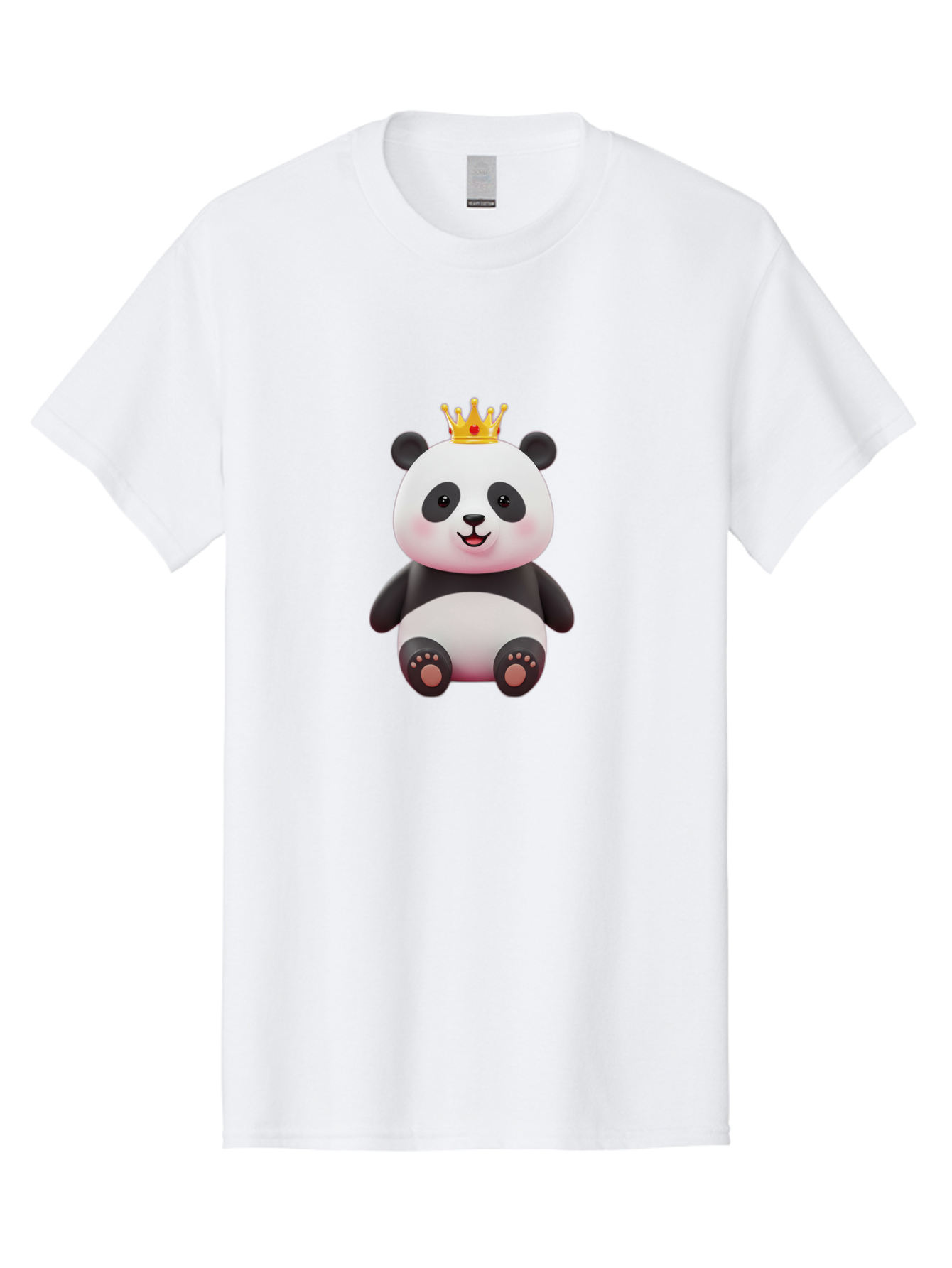 Panda-With-Gold-Crown-1 Men'S Graphic Tee, 100% Cotton, Comfortable Casual Summer Wear, Machine Washable, Cartoon Panda, Cute Panda, Panda Bear, King Panda, Crowned Animal, Regal Creature, Adorable Cartoon Character, Funny Animal, Royalty, Bae617