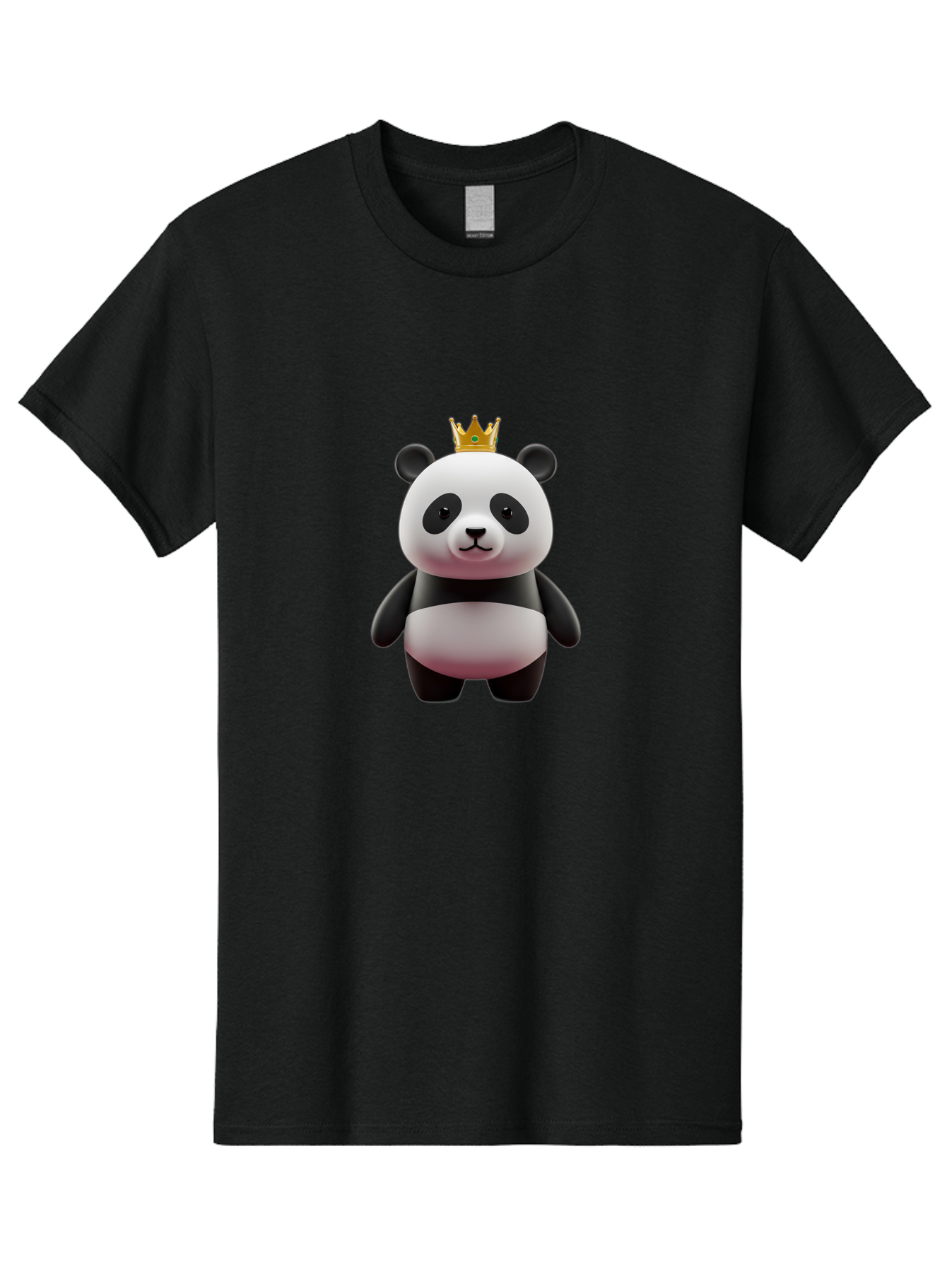 Panda-With-Gold-Crown Men'S Graphic Tee, 100% Cotton, Comfortable Casual Summer Wear, Machine Washable, Cartoon Panda, Panda Bear, Cute Animal, Crown On Head, Royal Treatment, Adorable Creature, Funny Character, 3D Illustration, Bae618