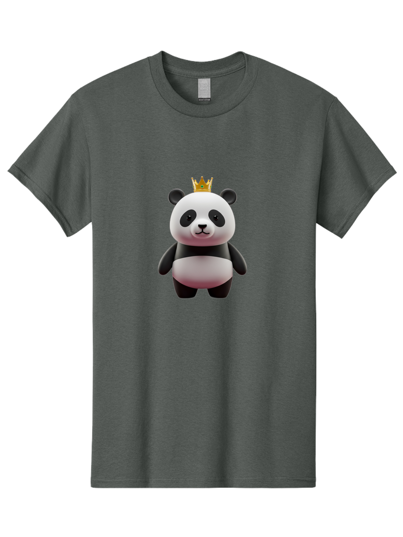 Panda-With-Gold-Crown Men'S Graphic Tee, 100% Cotton, Comfortable Casual Summer Wear, Machine Washable, Cartoon Panda, Panda Bear, Cute Animal, Crown On Head, Royal Treatment, Adorable Creature, Funny Character, 3D Illustration, Bae618