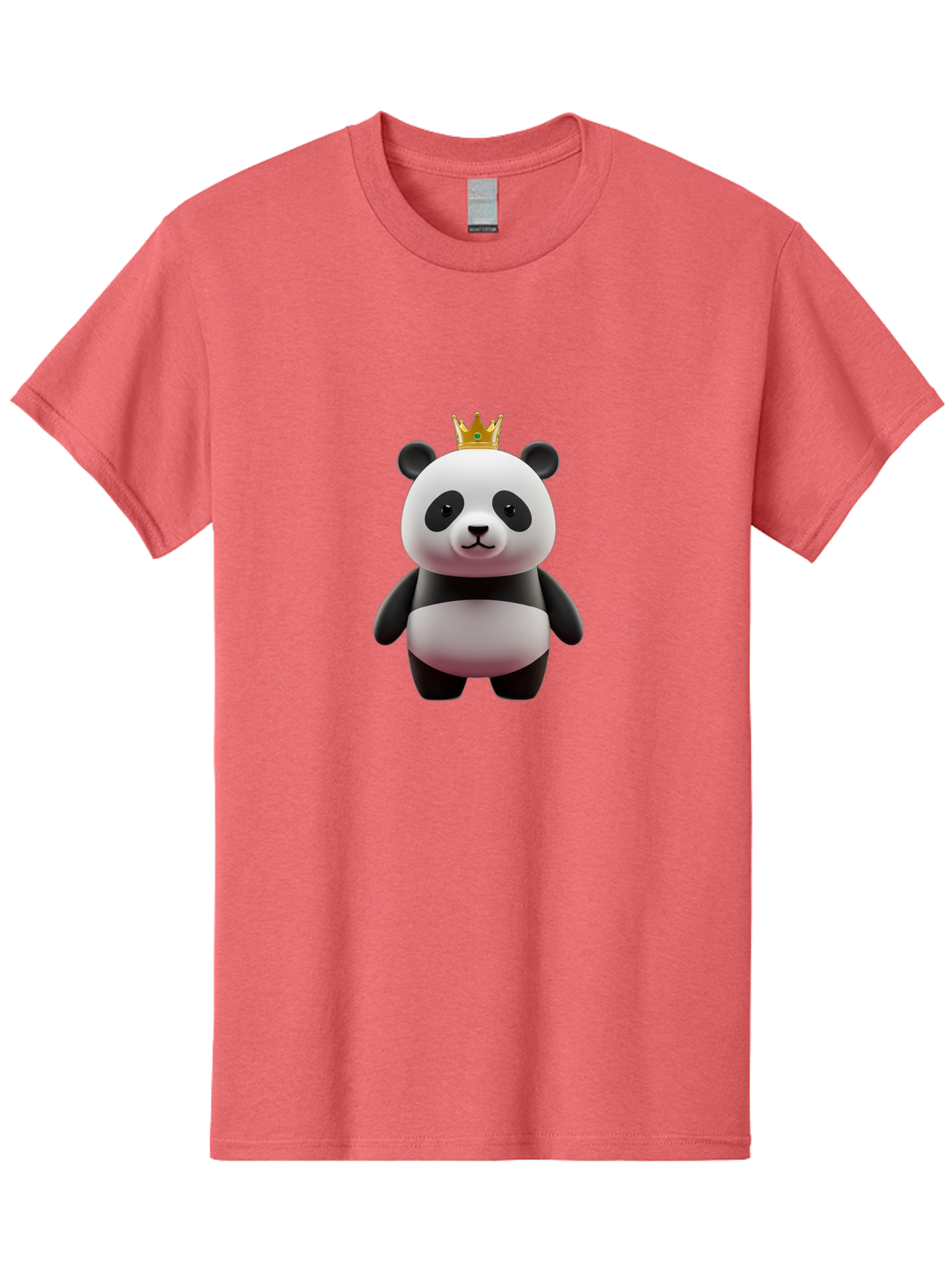 Panda-With-Gold-Crown Men'S Graphic Tee, 100% Cotton, Comfortable Casual Summer Wear, Machine Washable, Cartoon Panda, Panda Bear, Cute Animal, Crown On Head, Royal Treatment, Adorable Creature, Funny Character, 3D Illustration, Bae618