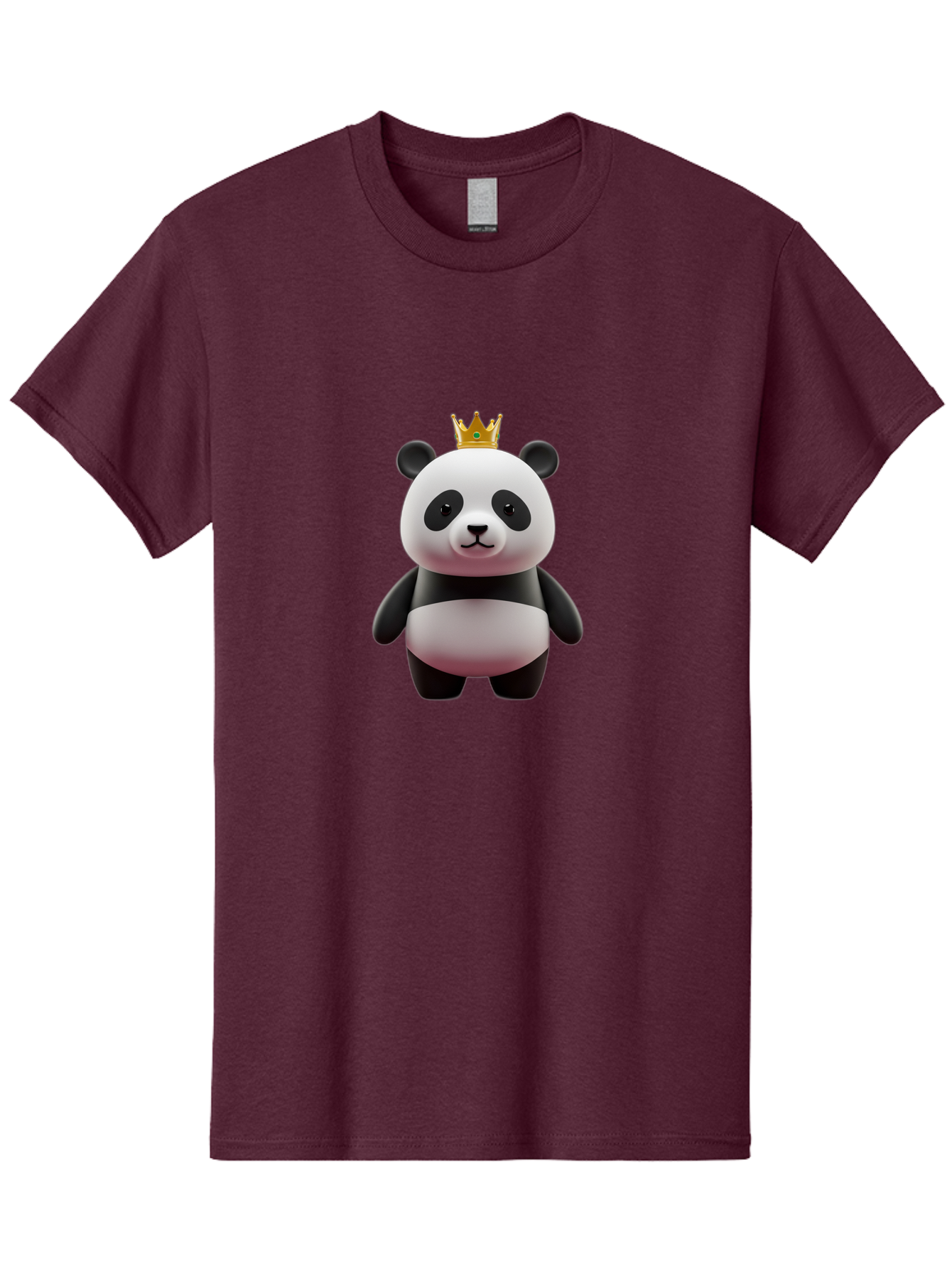 Panda-With-Gold-Crown Men'S Graphic Tee, 100% Cotton, Comfortable Casual Summer Wear, Machine Washable, Cartoon Panda, Panda Bear, Cute Animal, Crown On Head, Royal Treatment, Adorable Creature, Funny Character, 3D Illustration, Bae618