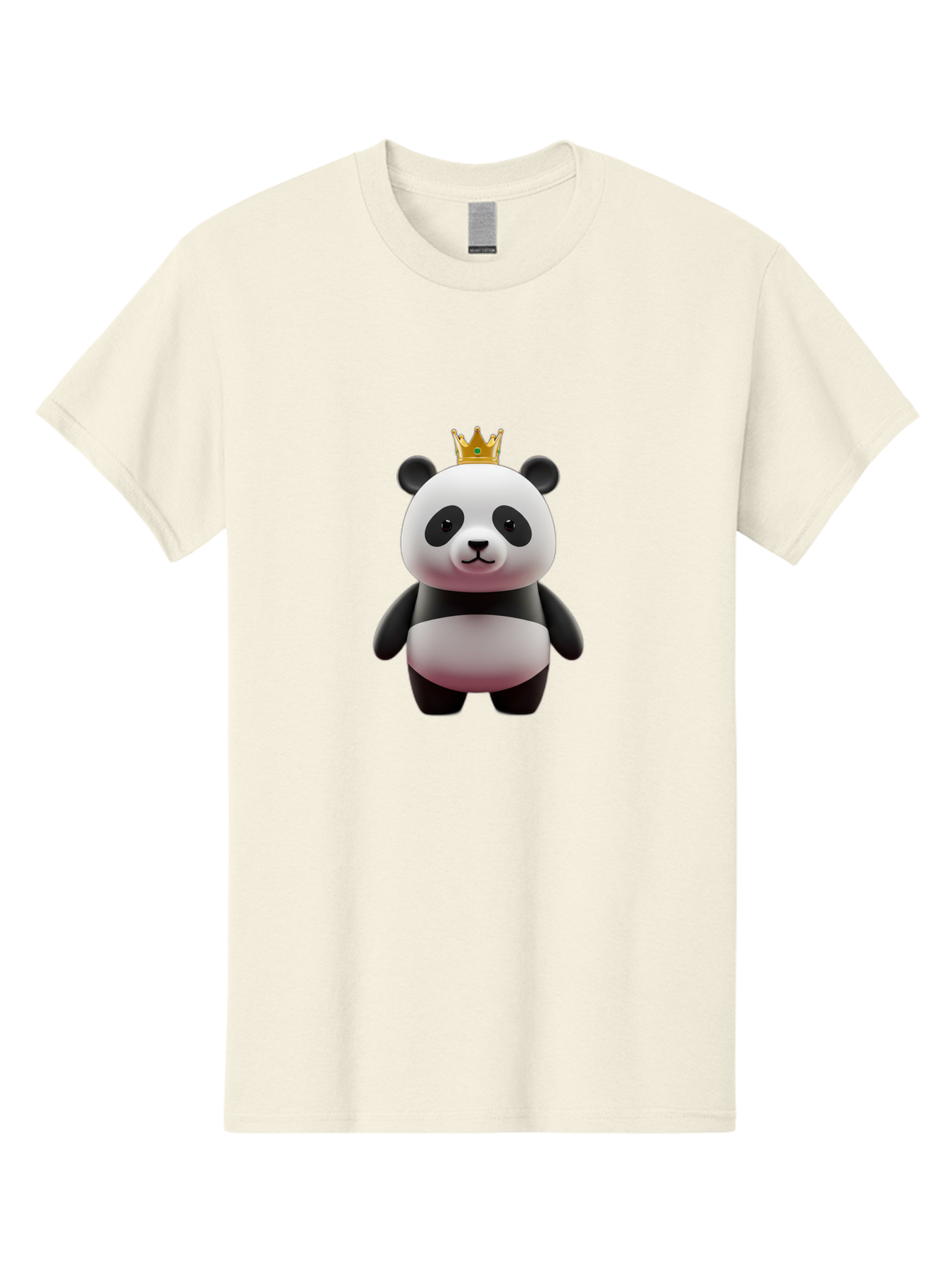 Panda-With-Gold-Crown Men'S Graphic Tee, 100% Cotton, Comfortable Casual Summer Wear, Machine Washable, Cartoon Panda, Panda Bear, Cute Animal, Crown On Head, Royal Treatment, Adorable Creature, Funny Character, 3D Illustration, Bae618