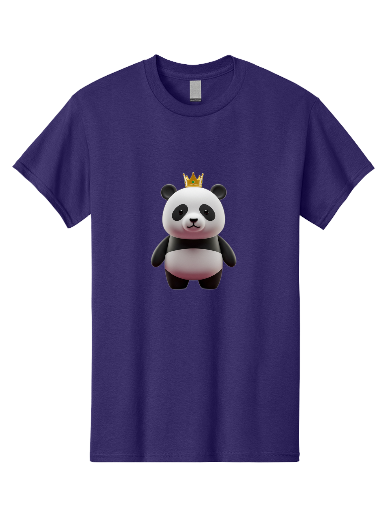 Panda-With-Gold-Crown Men'S Graphic Tee, 100% Cotton, Comfortable Casual Summer Wear, Machine Washable, Cartoon Panda, Panda Bear, Cute Animal, Crown On Head, Royal Treatment, Adorable Creature, Funny Character, 3D Illustration, Bae618